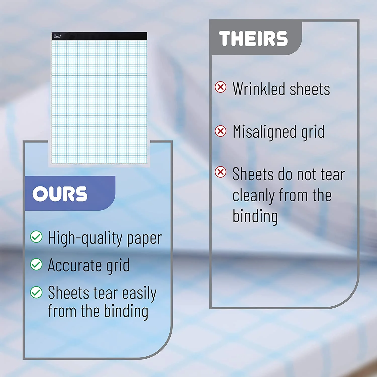 Graph Paper Pad 11 x 8.5, 4x4 Grid (4 Squares/Inch), 55 Sheets, Quad Ruled - Image 4