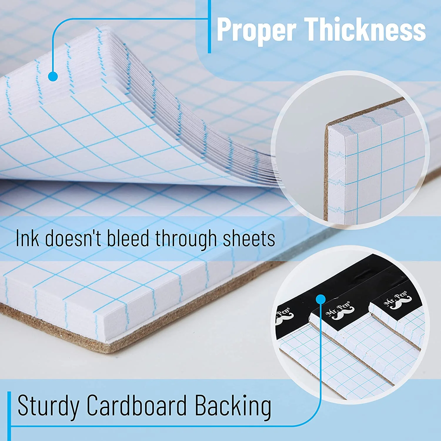Graph Paper Pad 11 x 8.5, 4x4 Grid (4 Squares/Inch), 55 Sheets, Quad Ruled - Image 5