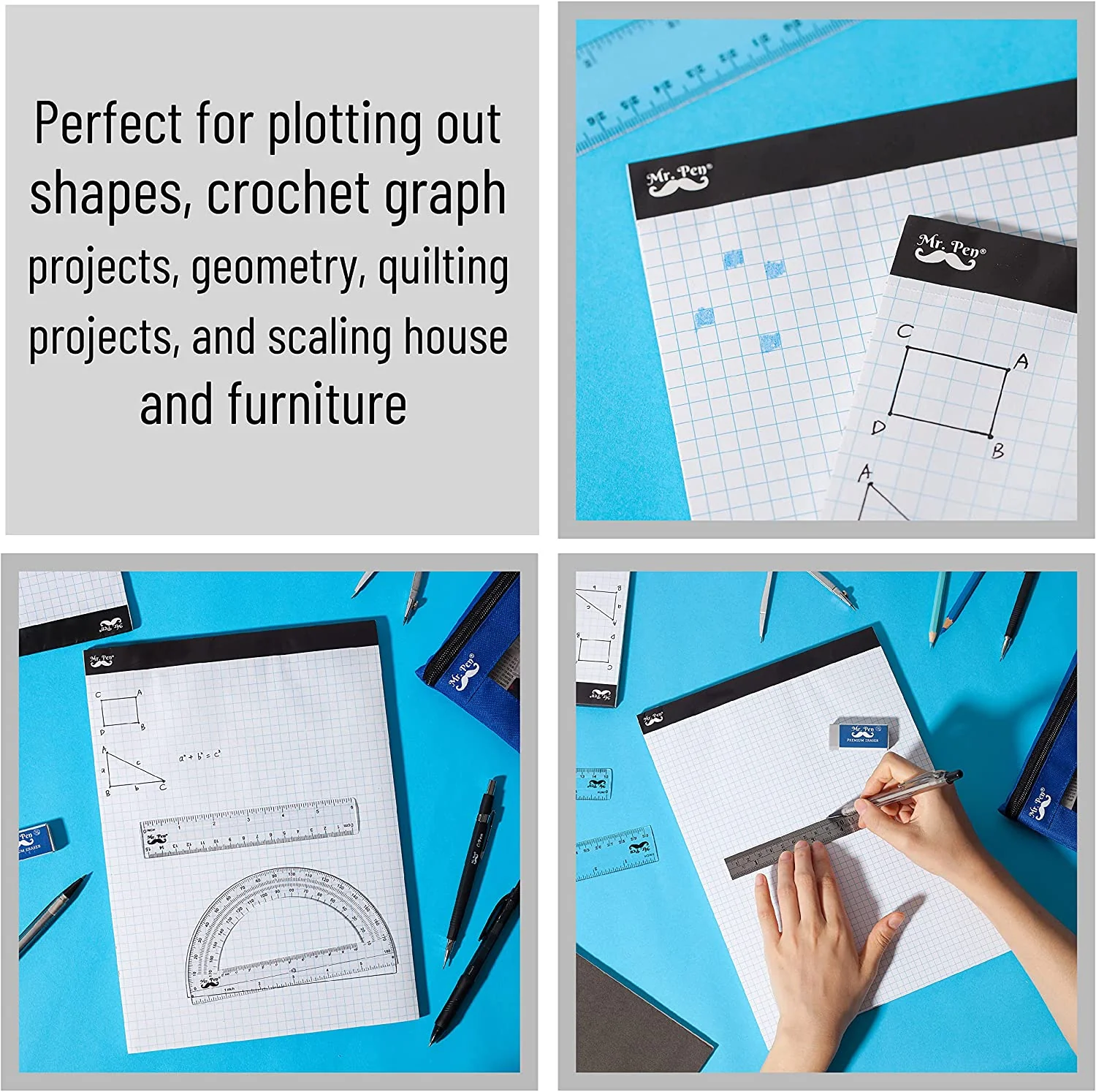 Graph Paper Pad 11 x 8.5, 4x4 Grid (4 Squares/Inch), 55 Sheets, Quad Ruled - Image 6