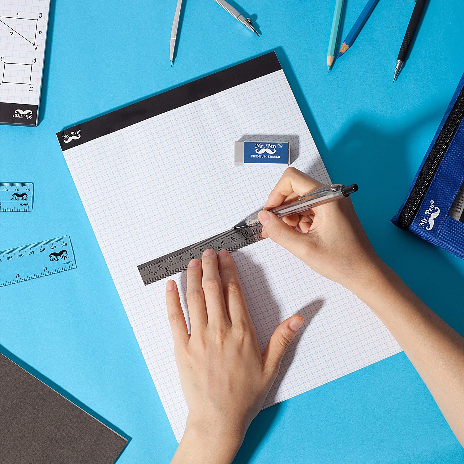 Graph Paper Pad 11 x 8.5, 4x4 Grid (4 Squares/Inch), 55 Sheets, Quad Ruled - Image 9
