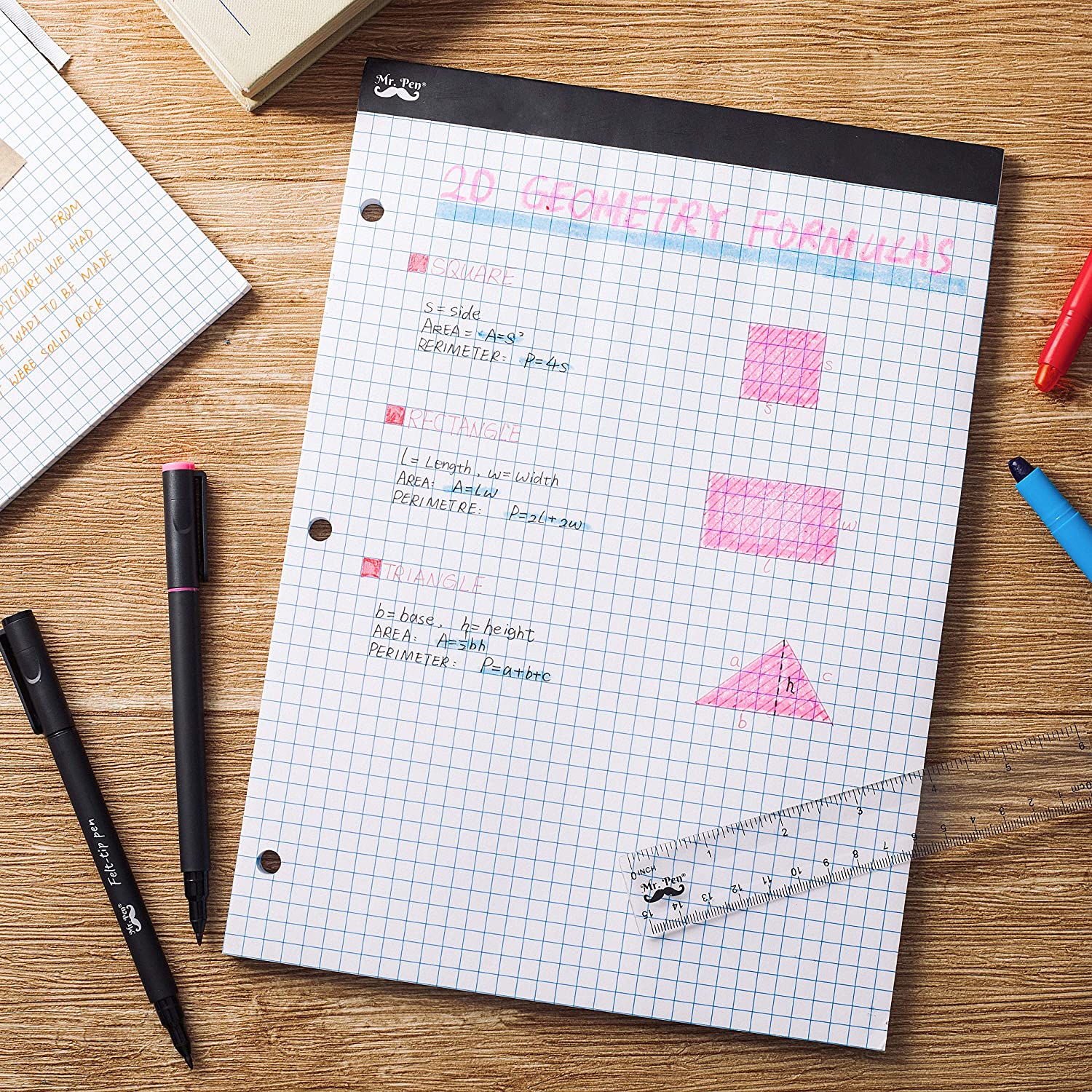Graph Paper Pad 11x8.5, 4x4 Grid Paper, 3-Hole Punched, 55 Sheets - Image 6