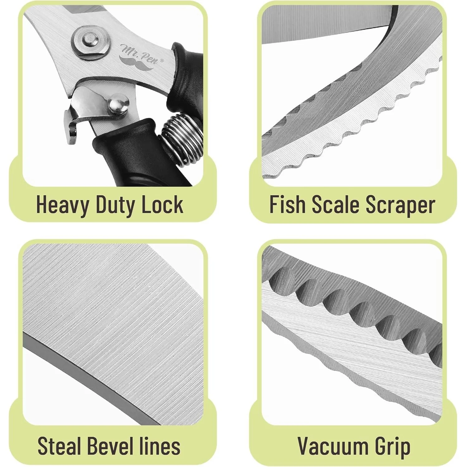 Heavy Duty Poultry Shears, Stainless Steel Meat Scissors, Lock - Image 3