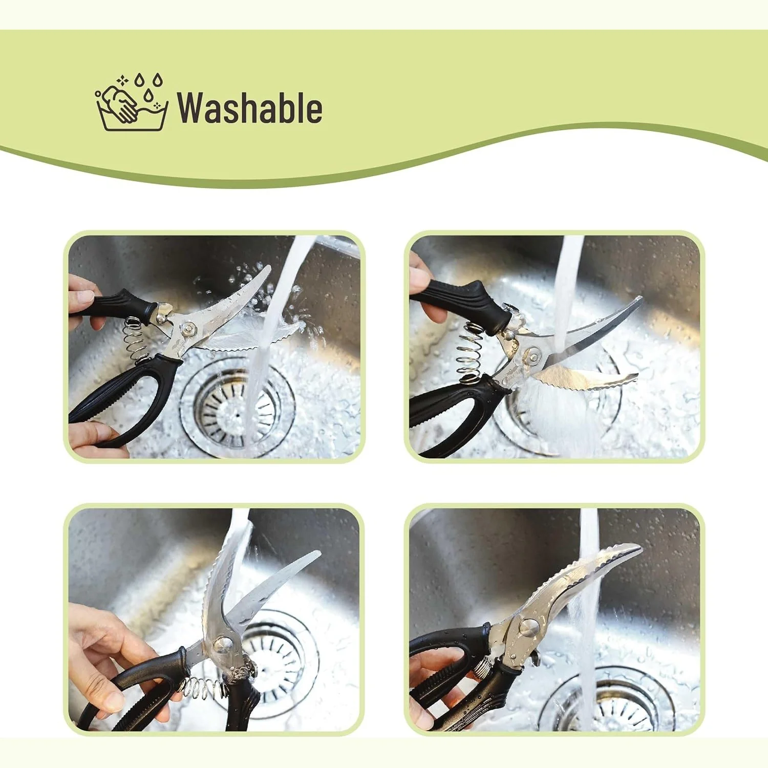 Heavy Duty Poultry Shears, Stainless Steel Meat Scissors, Lock - Image 5