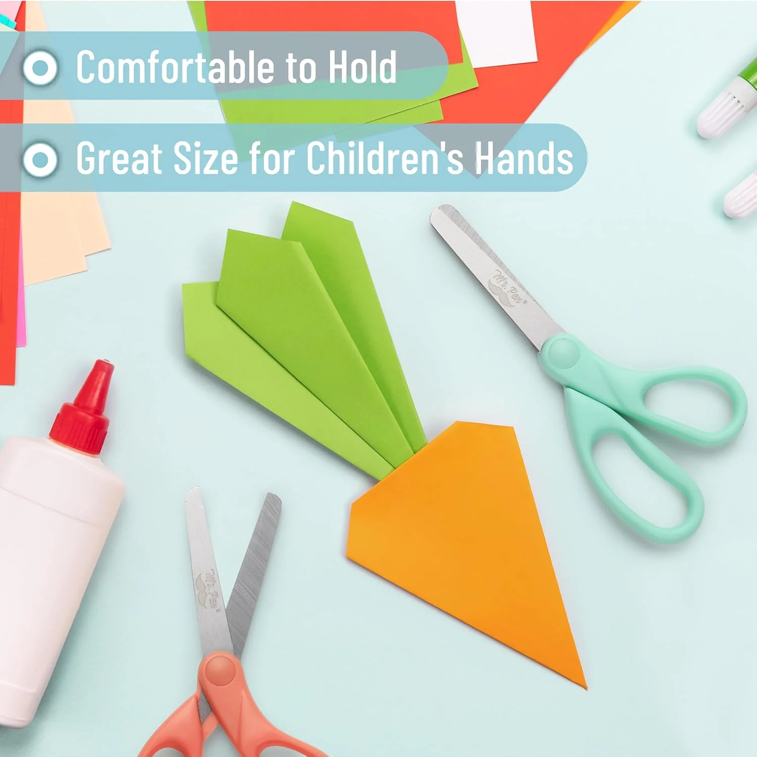 Kids Scissors 5”, 12 Pack, Blunt Tip, Modern Shades, Ages 4+ - Image 5