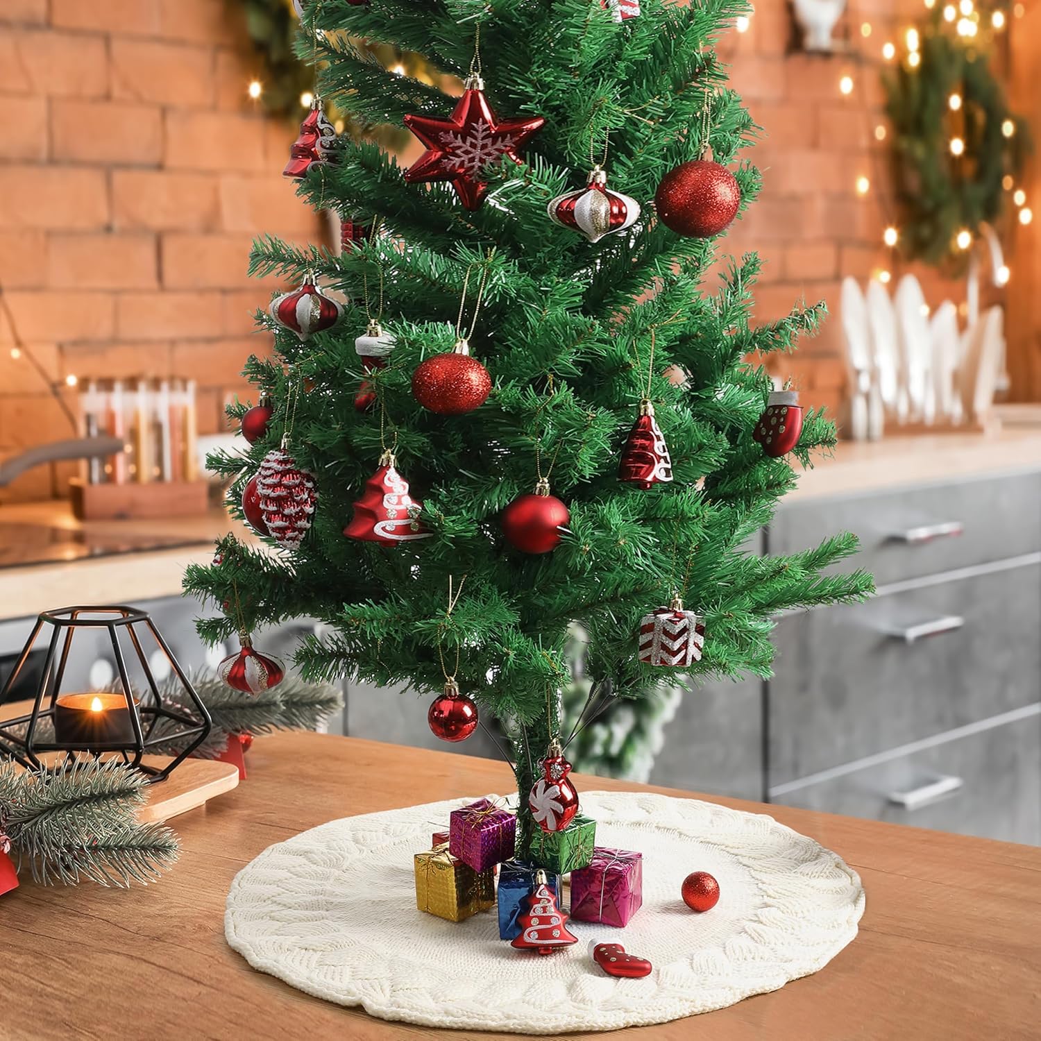 Mr. Pen- Knitted Christmas Tree Skirt 24 inches, Xmas Tree Skirt, Christmas Skirts for Xmas Trees, Small Tree Skirt Small - Image 4