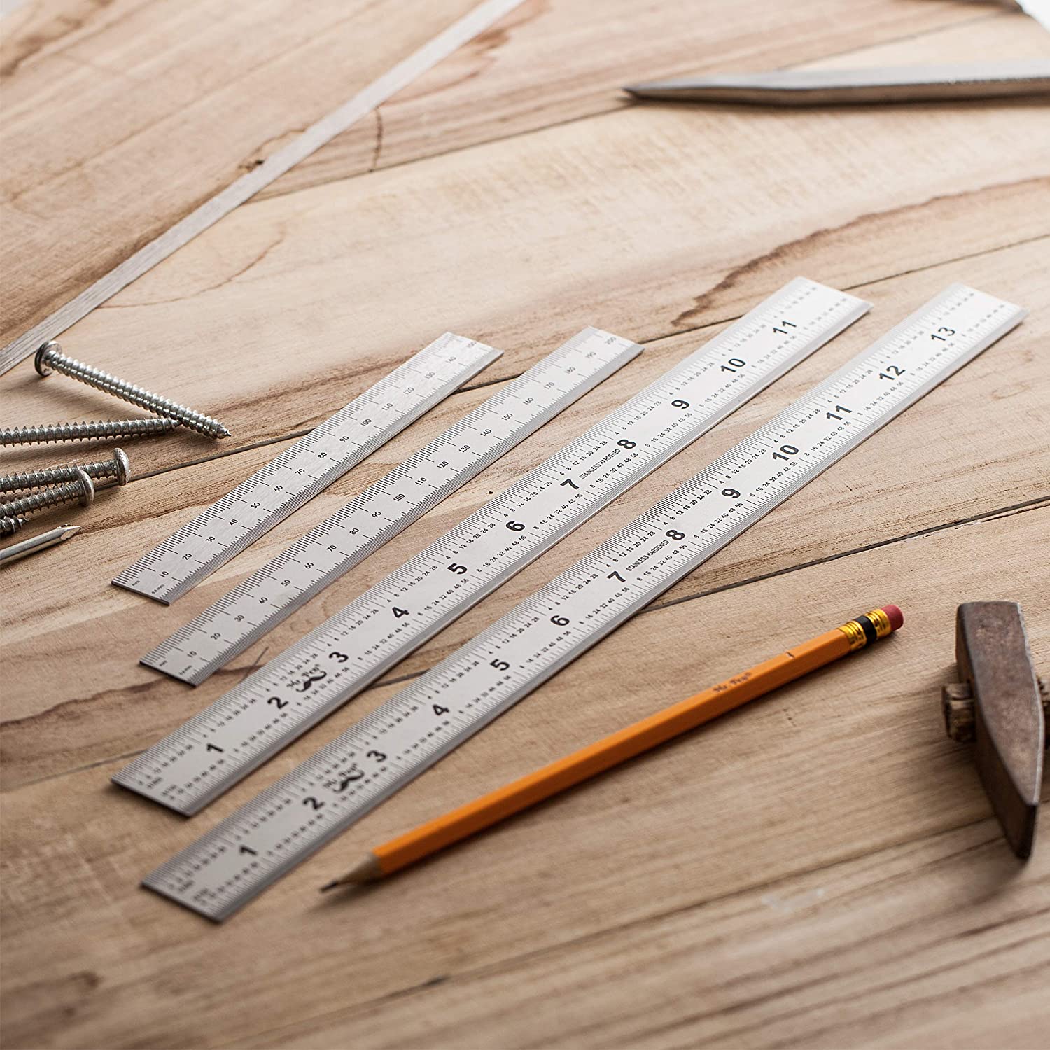 Stainless Steel Ruler Set 4 Pack, 6” 8” 12” 14” Inch - Image 6