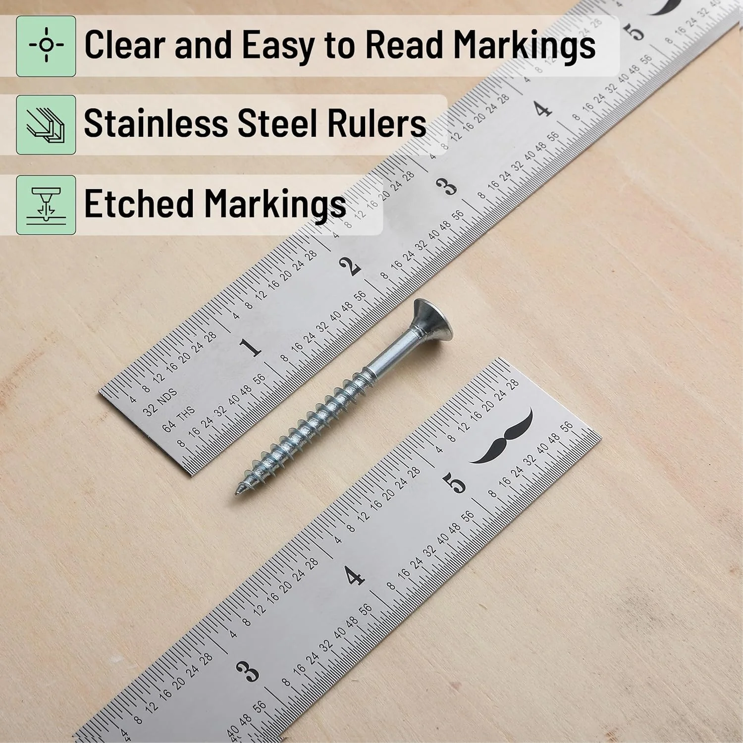 Metal Machinist Ruler 6 Inch, 2 Pack, Stainless Steel - Image 3