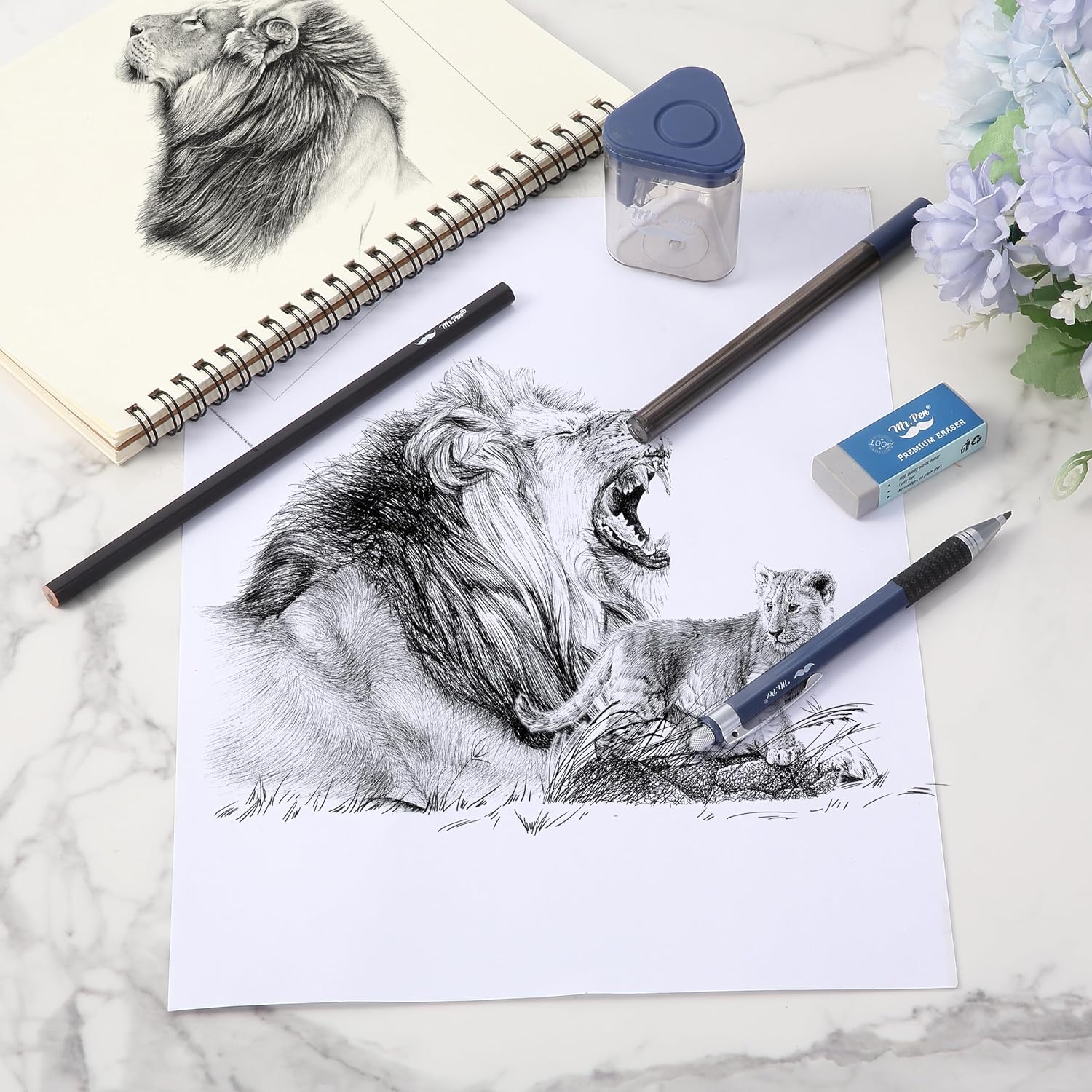 2.0mm Mechanical Pencil Set, 5 pcs, Lead, Eraser, Sharpener - Image 5