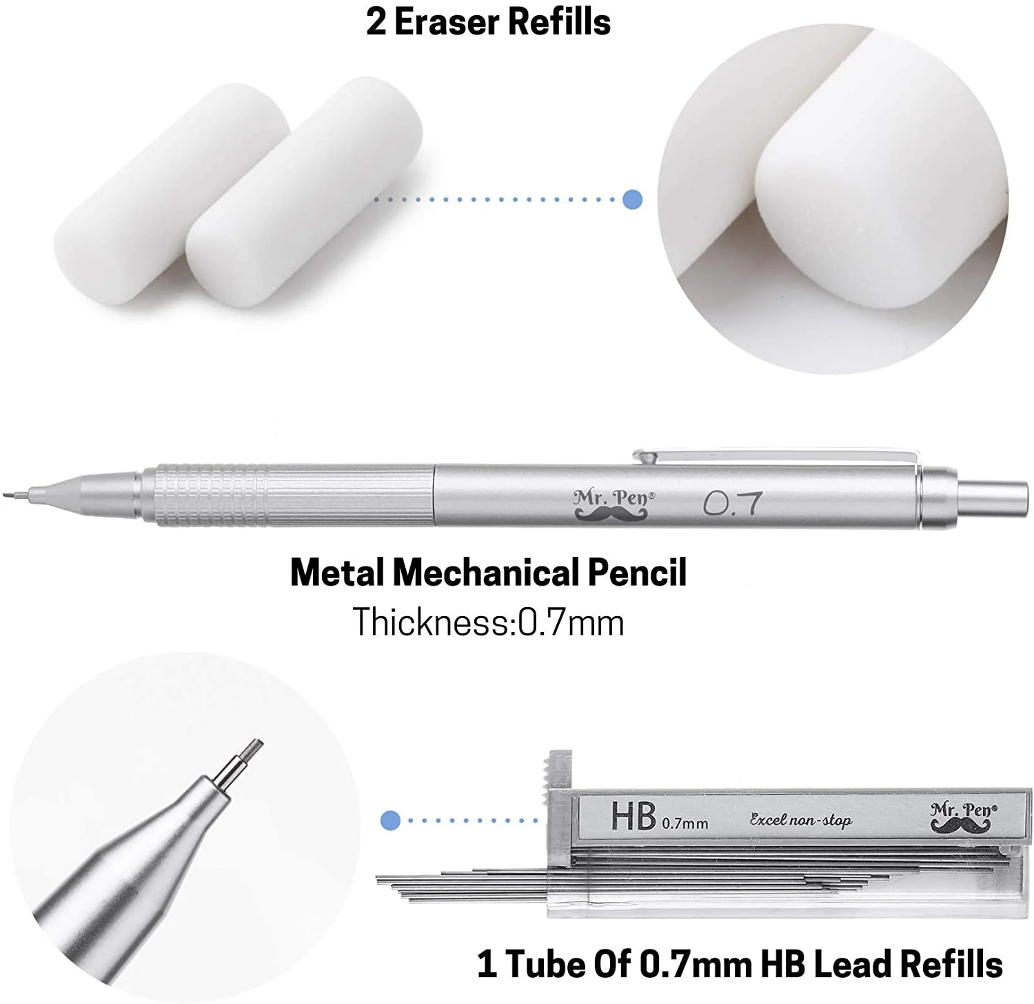 Giftable Mechanical Pencil with Case, 0.7mm, All Metal - Image 3