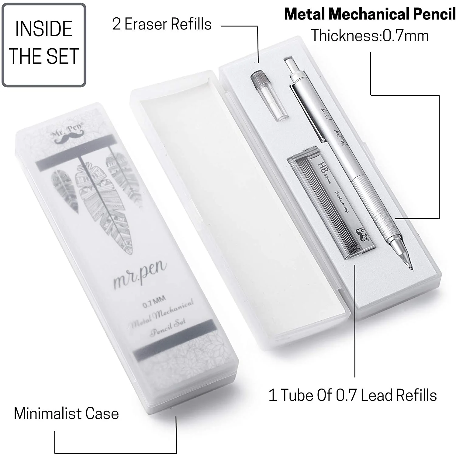 Giftable Mechanical Pencil with Case, 0.7mm, All Metal - Image 4
