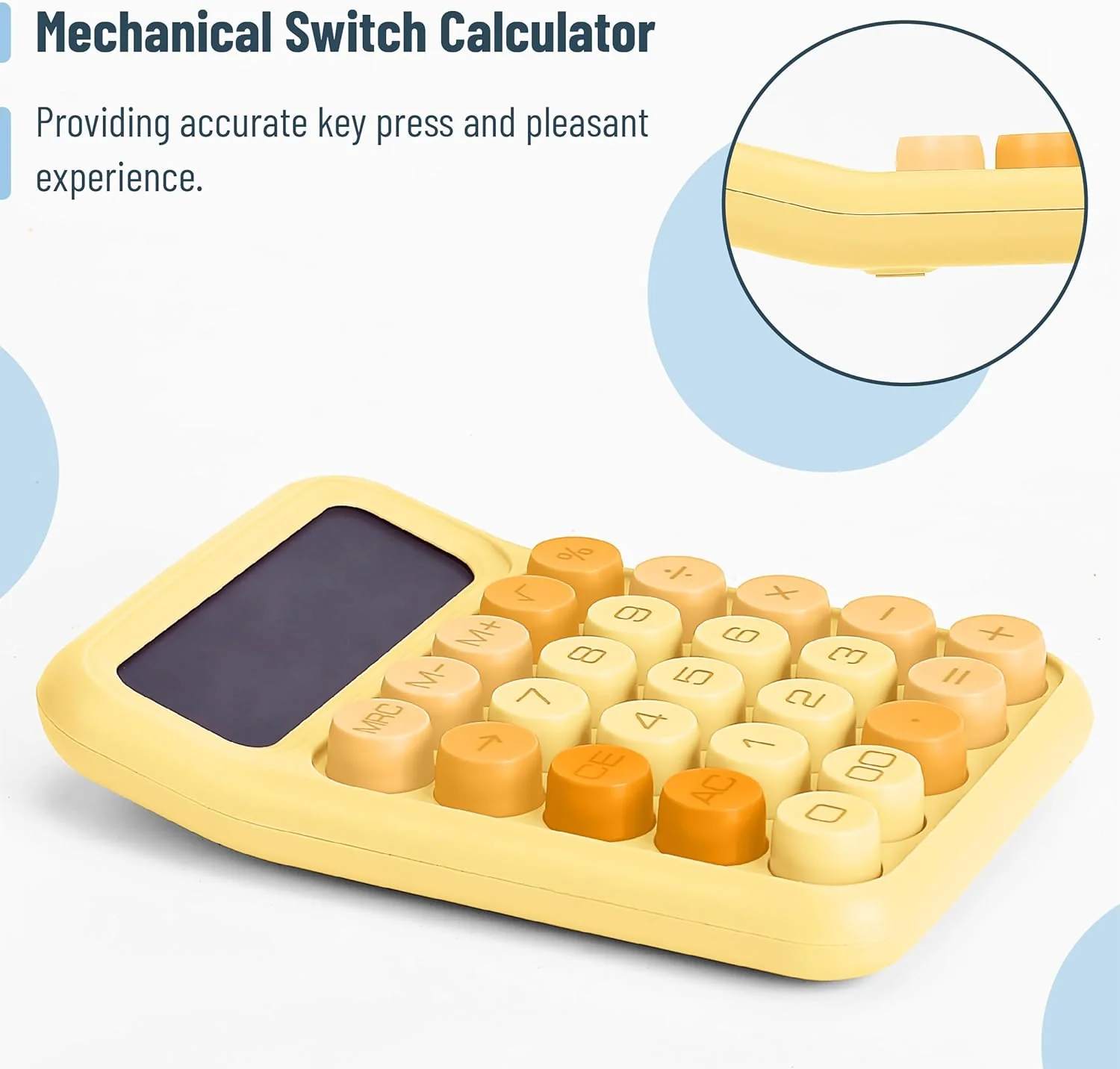Big Buttons Mechanical Calculator, 12-Digit, Orange, Large LCD - Image 3