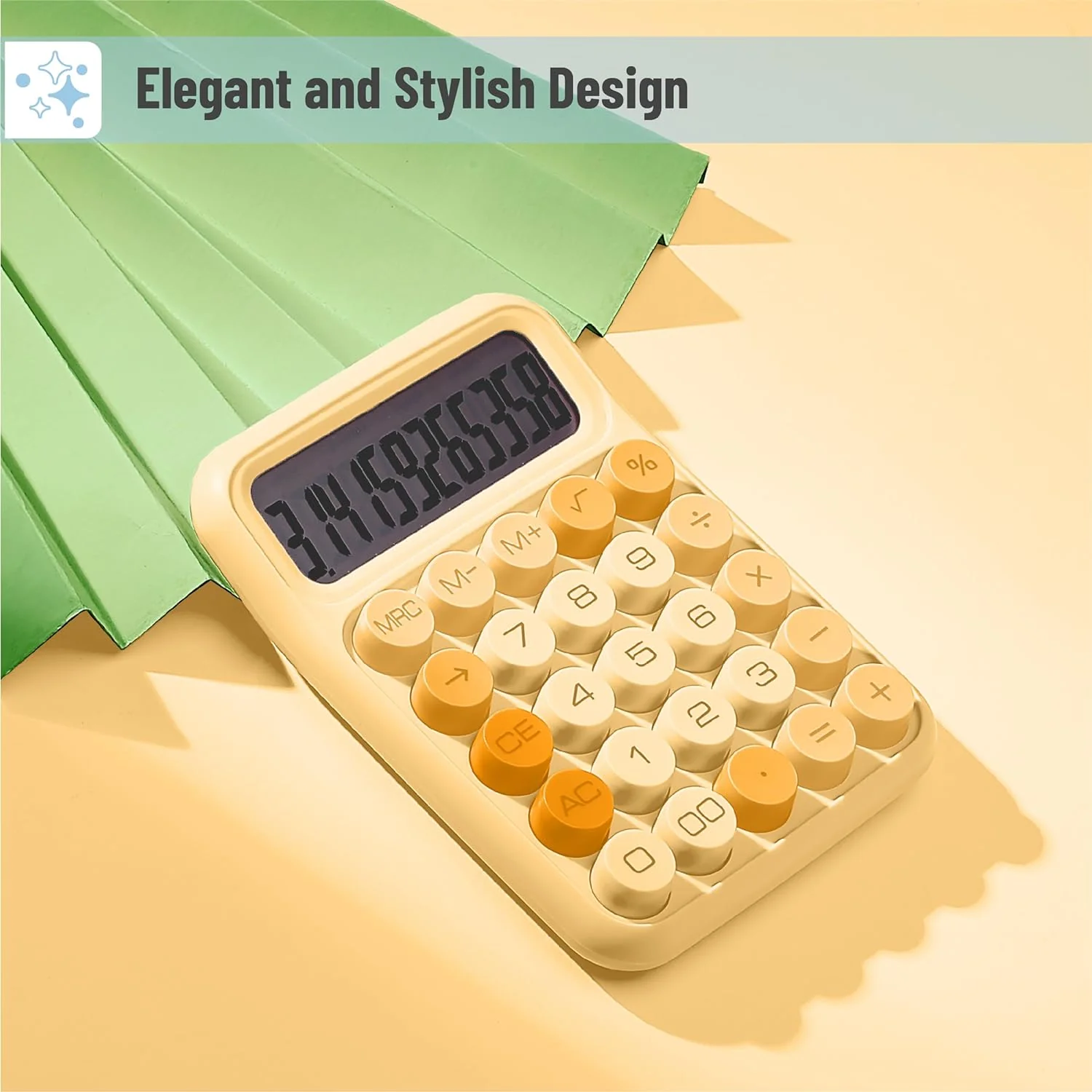 Big Buttons Mechanical Calculator, 12-Digit, Orange, Large LCD - Image 4