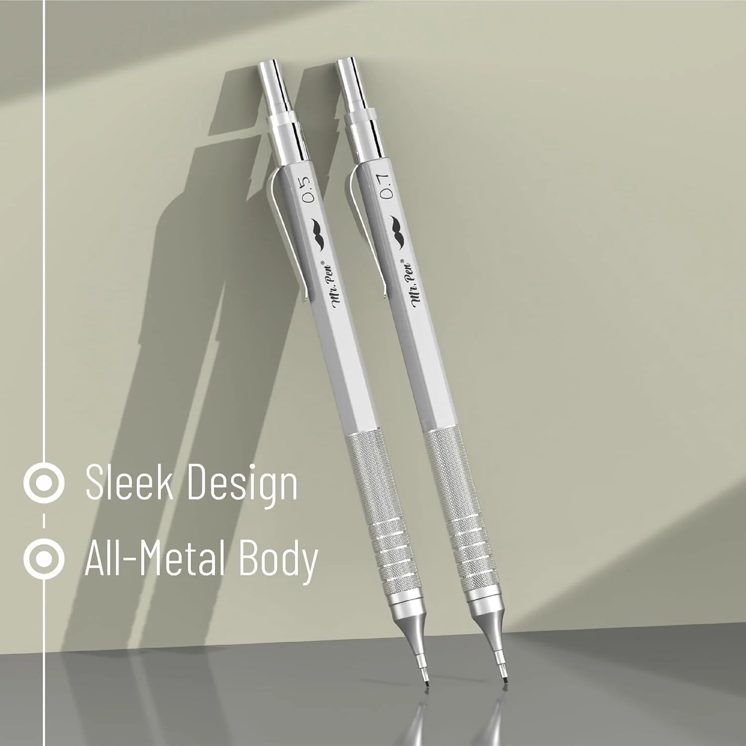Metal Mechanical Pencil Set, 0.5 & 0.7mm, 80 Lead, Case - Image 6