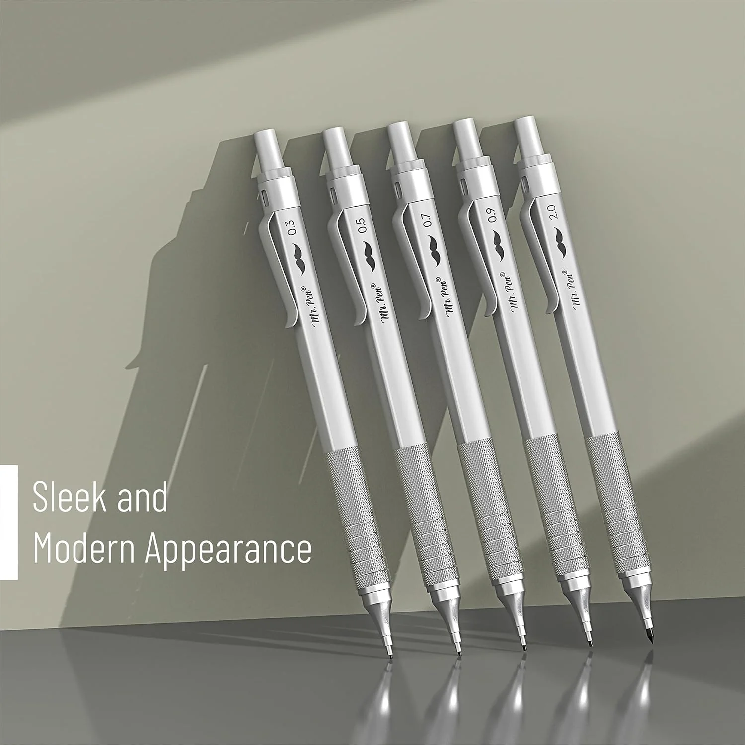 Fancy Mechanical Pencil Set with Case, 5 Sizes, Leads & Erasers - Image 6