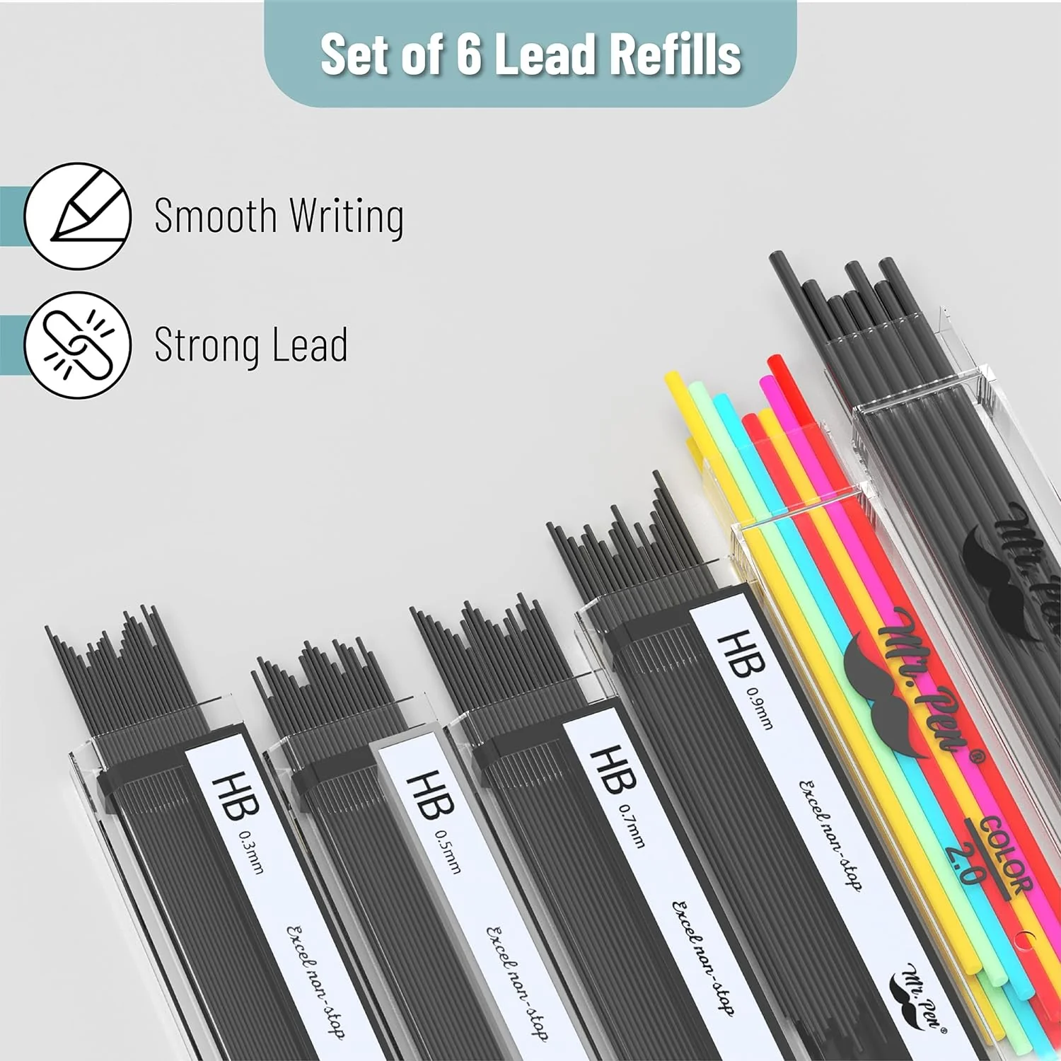 Fancy Mechanical Pencil Set with Case, 5 Sizes, Leads & Erasers - Image 7