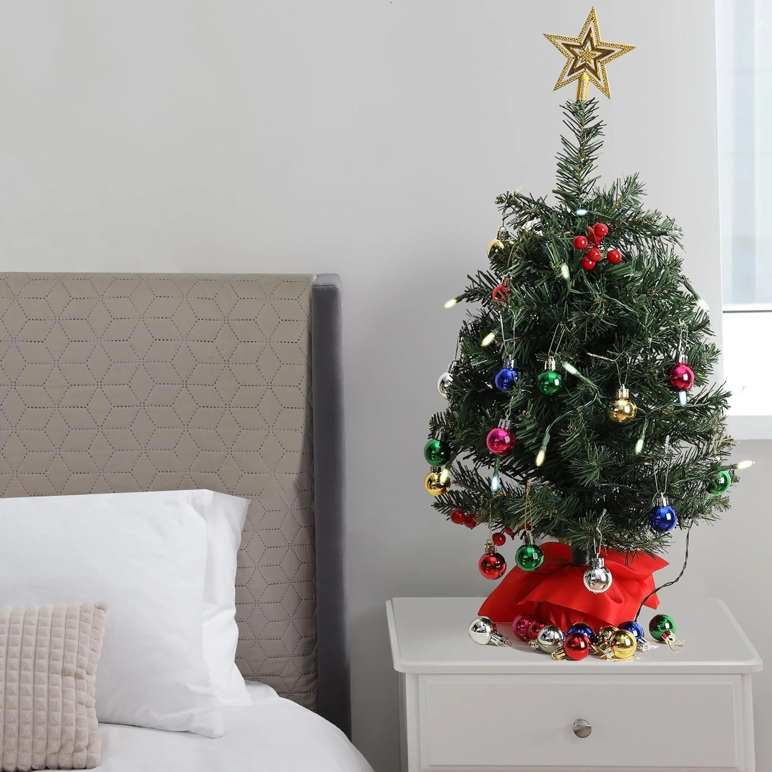 Mr. Pen- Mini Christmas Tree with 35 LED Lights, 22", Table Top Christmas Tree Small Christmas Tree with Lights - Image 6