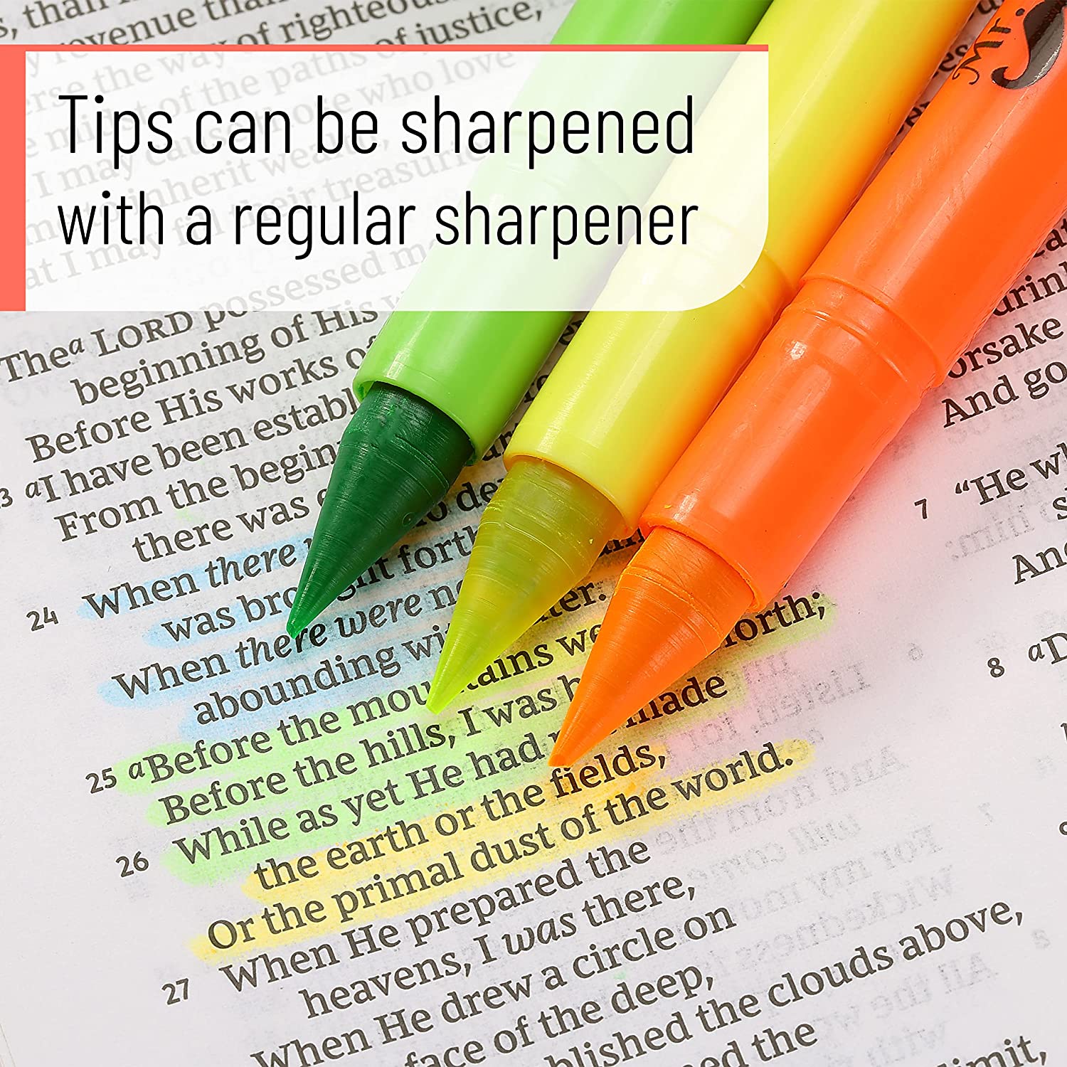 Bible Gel Highlighters, 8 Pack, Assorted Colors, No-Bleed, Twist-Up Design, Sharpenable Tips, Journaling & Study - Image 4