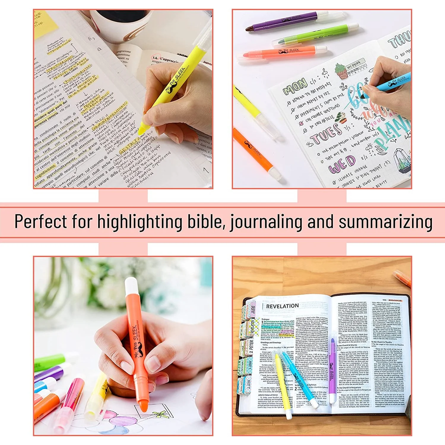 Bible Gel Highlighters, 8 Pack, Assorted Colors, No-Bleed, Twist-Up Design, Sharpenable Tips, Journaling & Study - Image 5