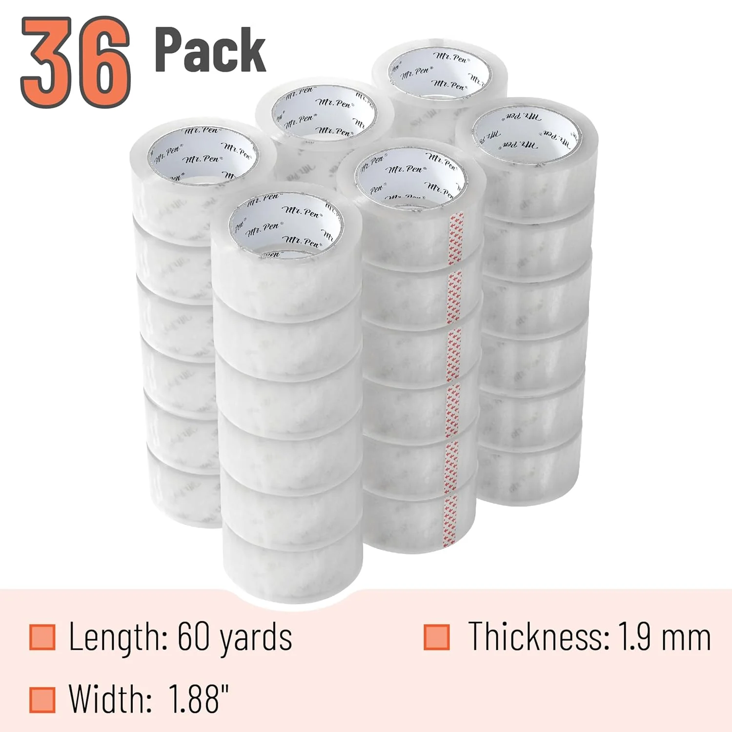 Bulk Clear Packing Tape 36 Pack, 2” Wide, 60 Yards, Shipping Tape - Image 2