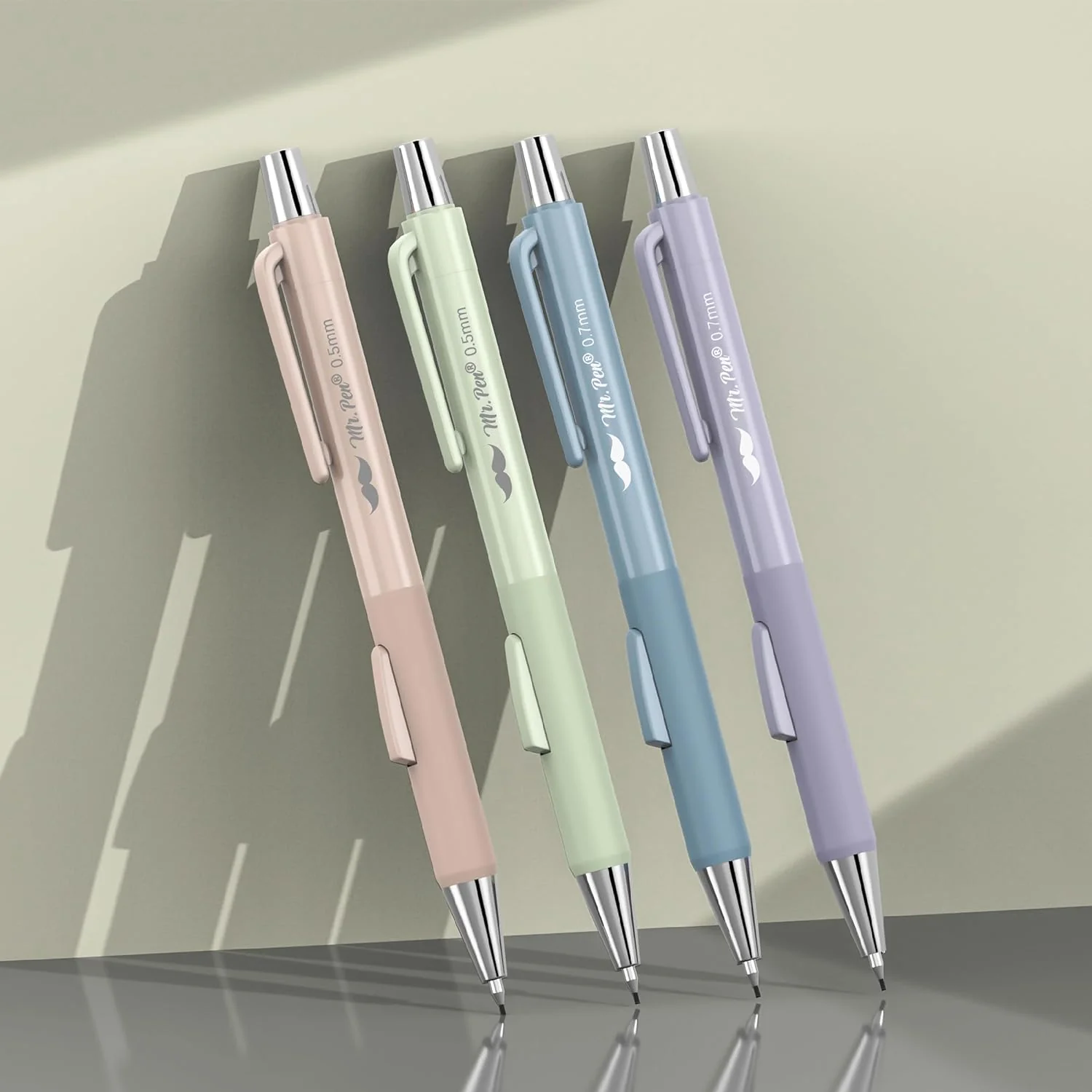 Pastel Mechanical Pencil Set, 4 Pack, 0.5 & 0.7mm, Leads - Image 5