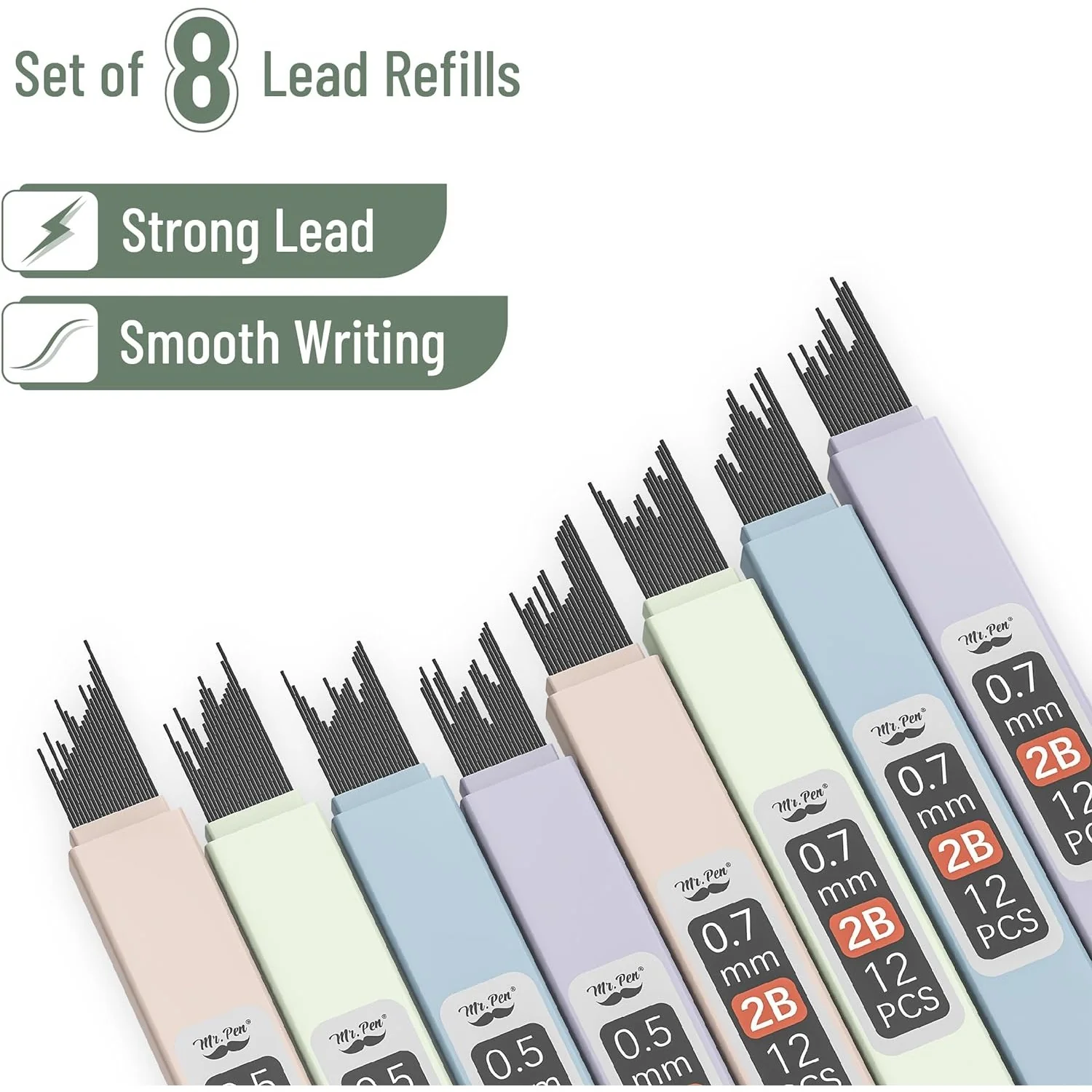 Pastel Mechanical Pencil Set, 4 Pack, 0.5 & 0.7mm, Leads - Image 6