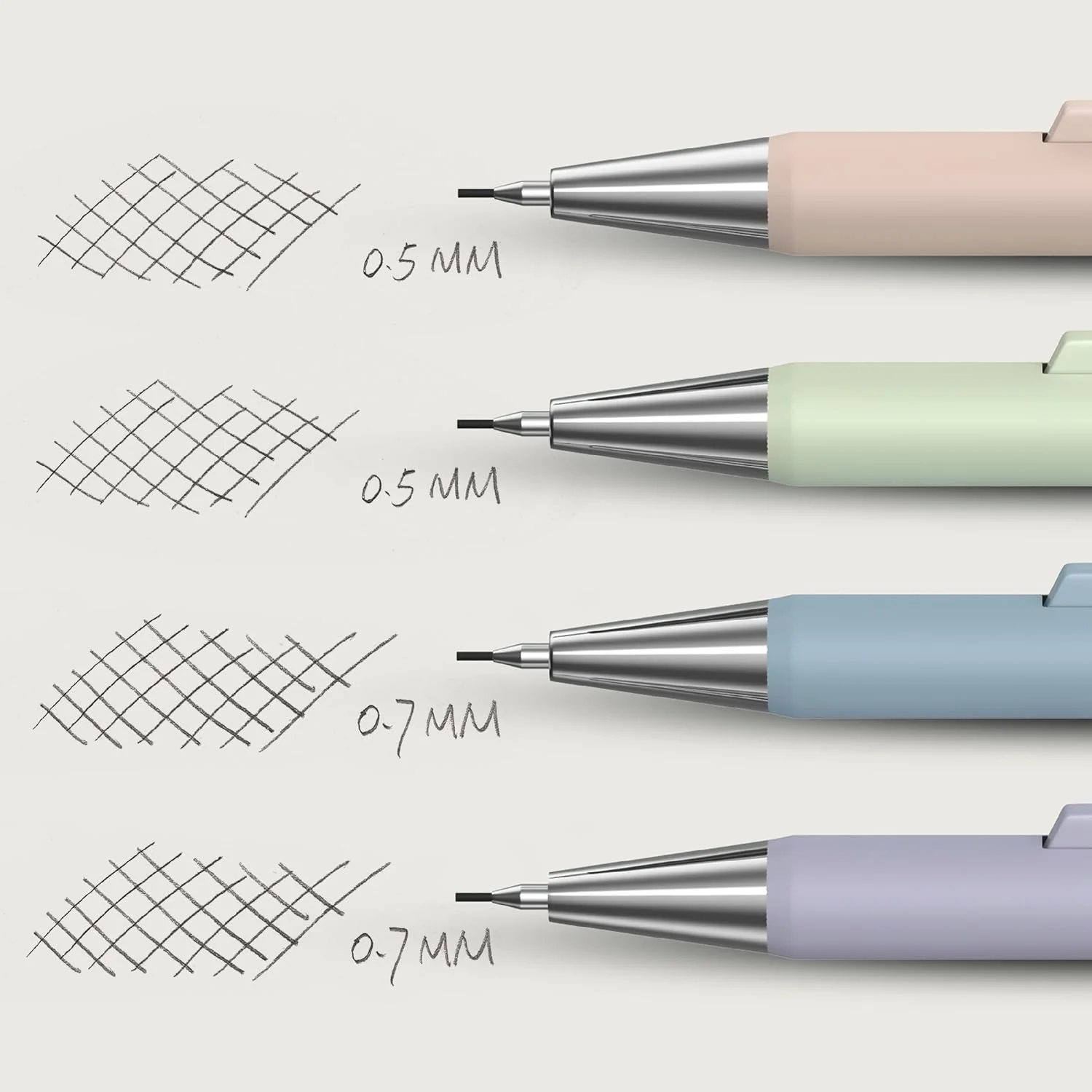 Pastel Mechanical Pencil Set, 4 Pack, 0.5 & 0.7mm, Leads - Image 8