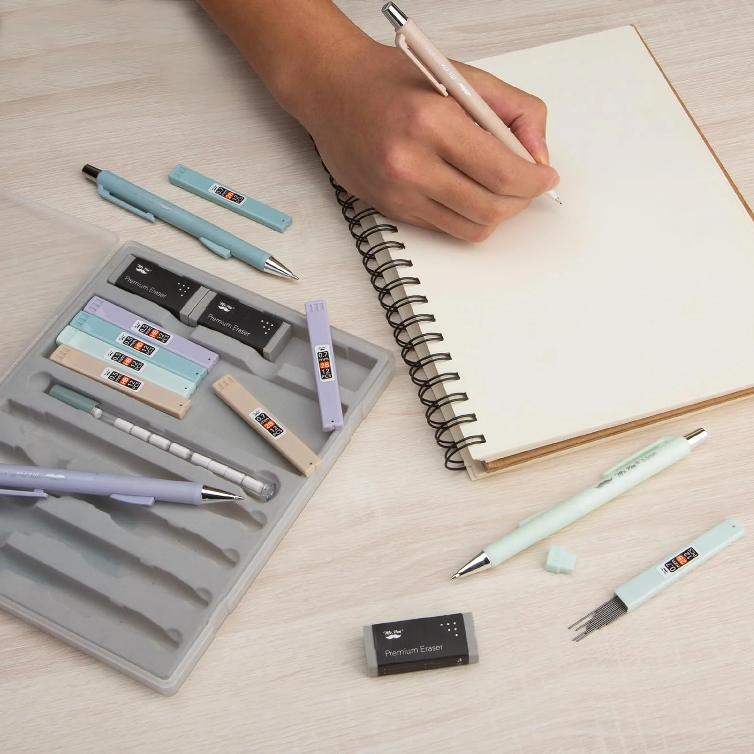 Pastel Mechanical Pencil Set, 4 Pack, 0.5 & 0.7mm, Leads - Image 9