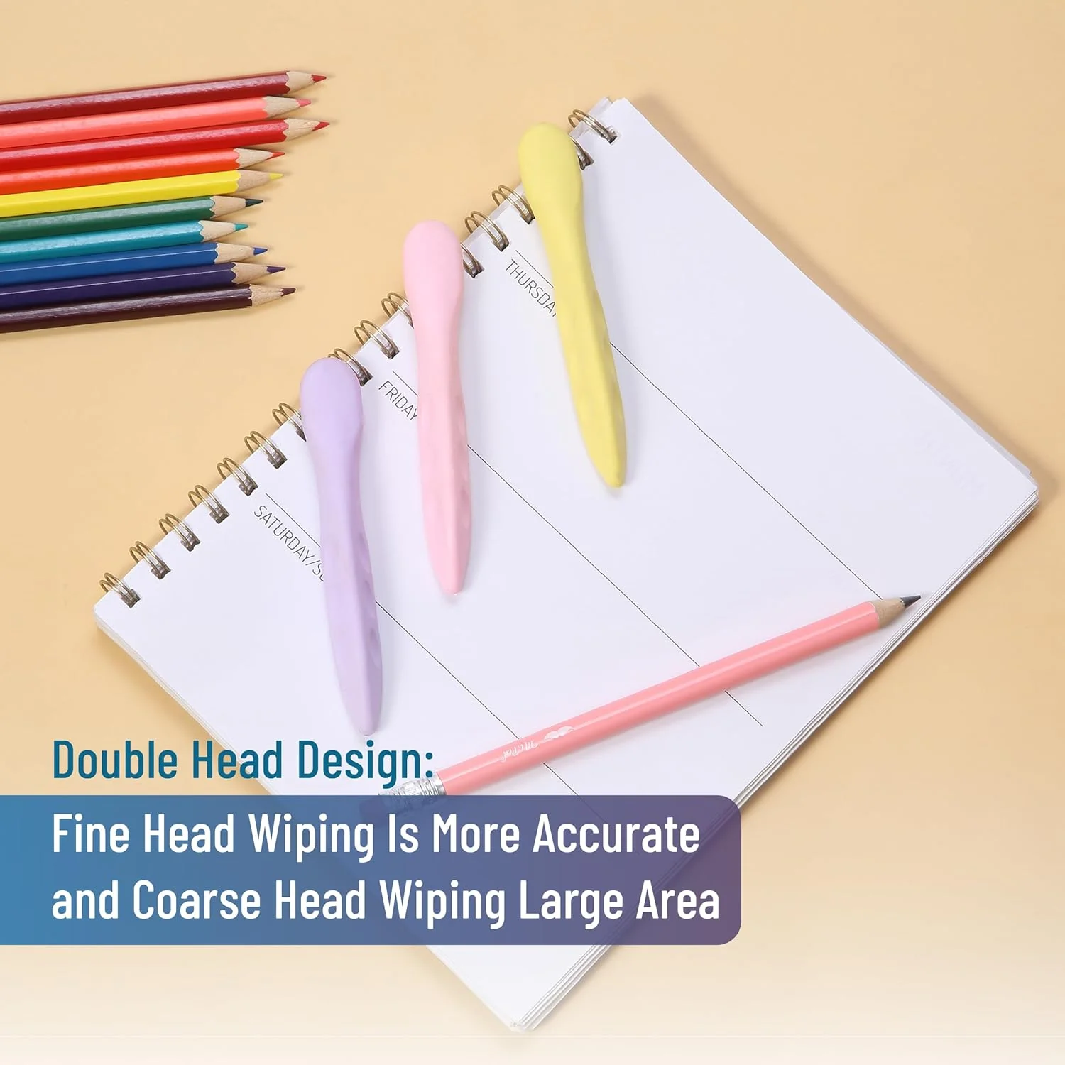 Cute Pen-Shaped Erasers for Kids, 3 Pack, Pastel Grip - Image 4