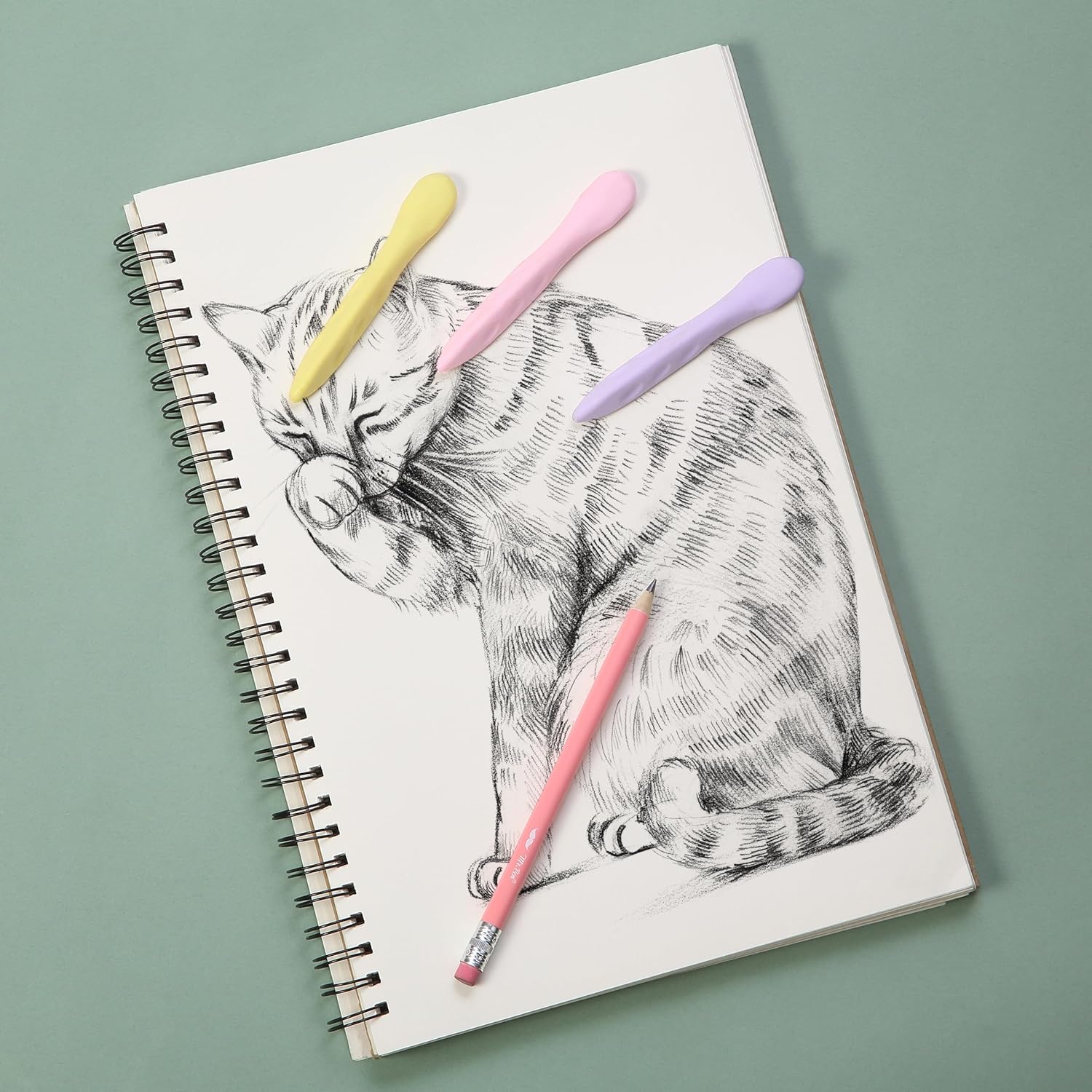 Cute Pen-Shaped Erasers for Kids, 3 Pack, Pastel Grip - Image 6