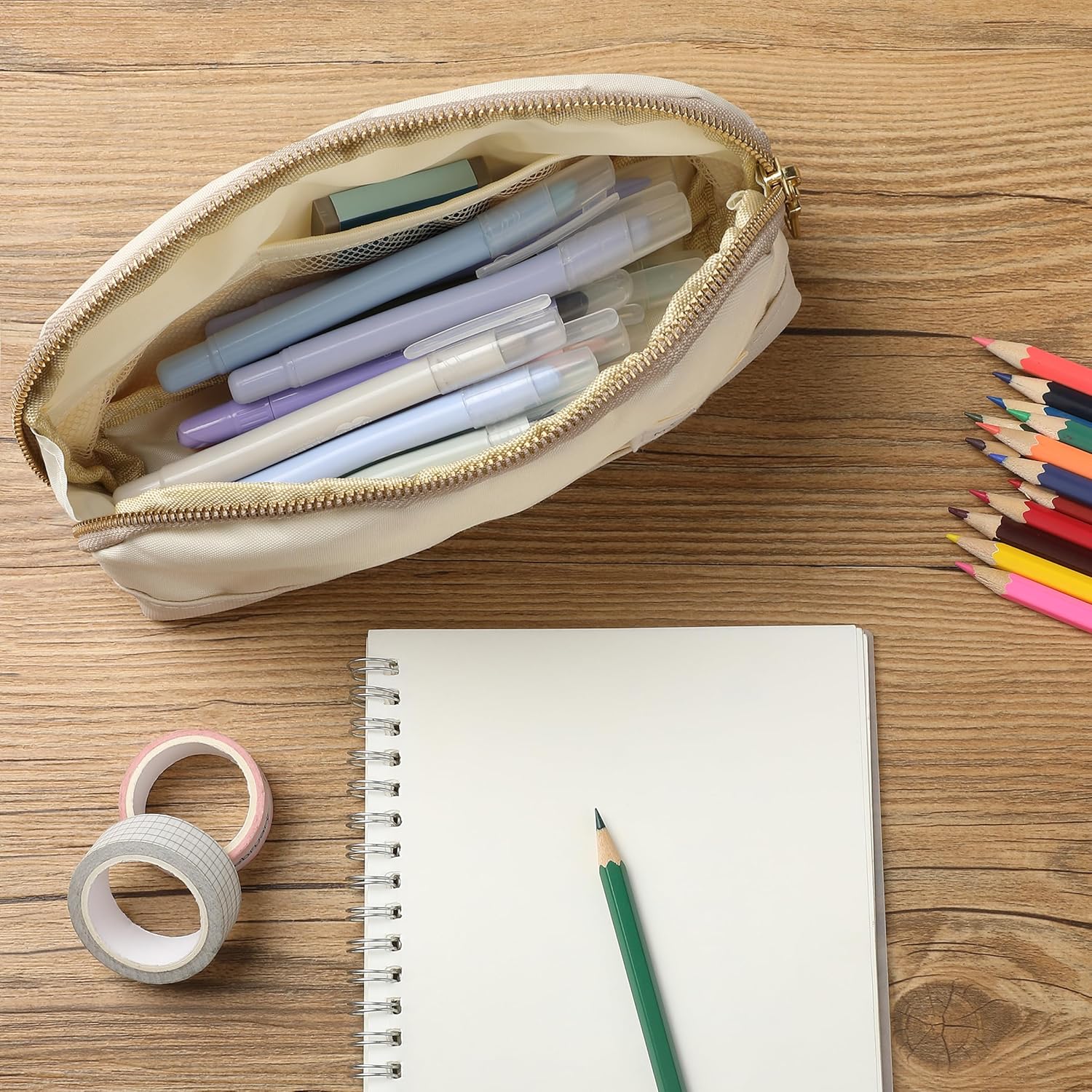 Mr. Pen- Pencil Case, Cream, Pencil Pouch, Pencil Bag, Selah Pen Case - Image 6
