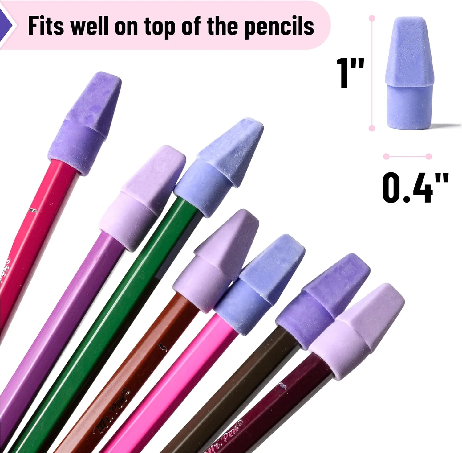 Pencil Erasers Toppers, 30 Pack, Colorful, Latex Free, No Smudge - Image 3