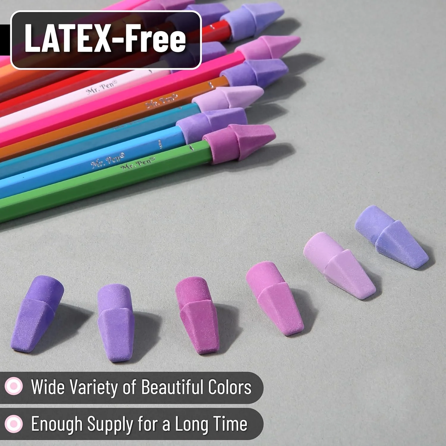 Pencil Erasers Toppers, 30 Pack, Colorful, Latex Free, No Smudge - Image 4