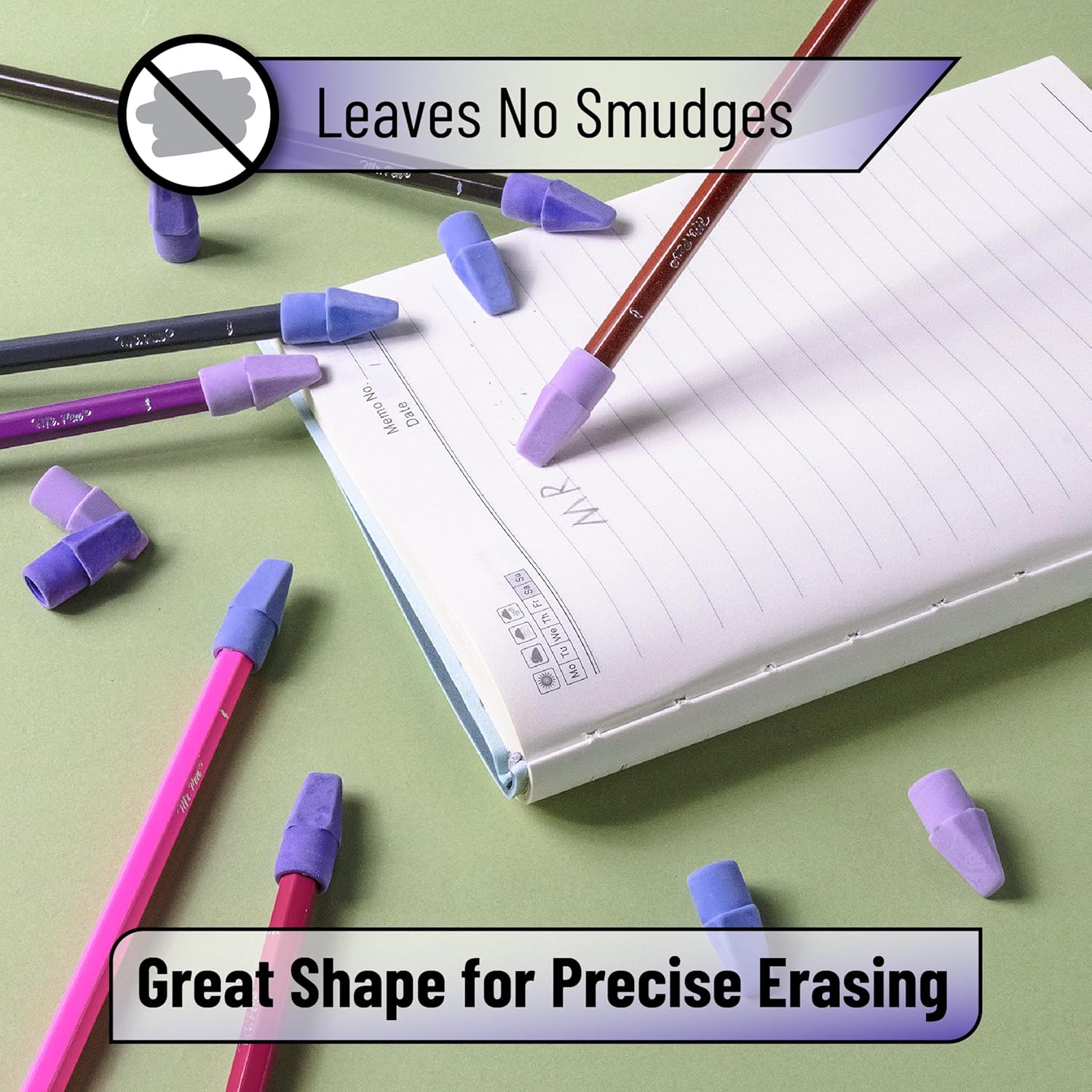 Pencil Erasers Toppers, 30 Pack, Colorful, Latex Free, No Smudge - Image 5
