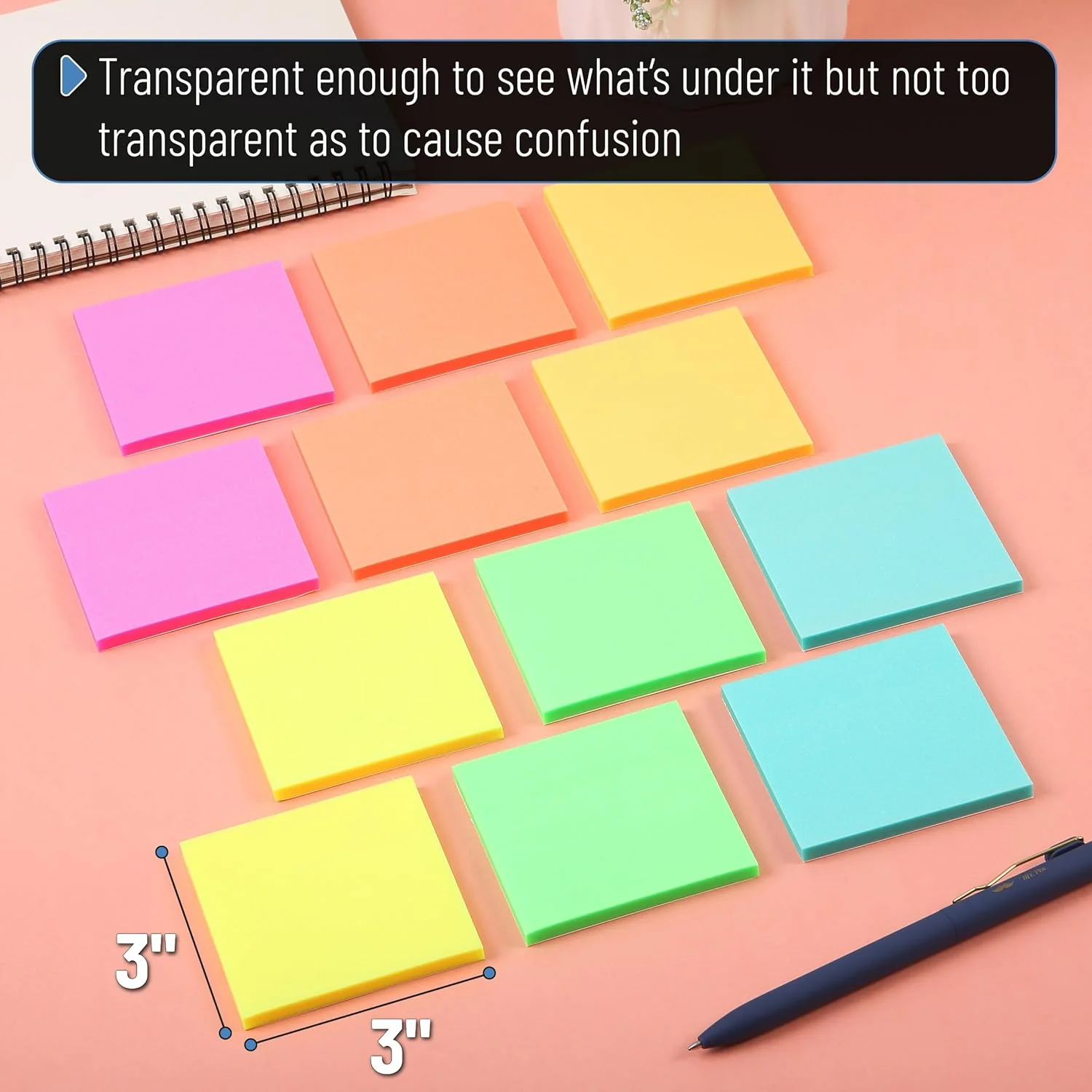 Bulk Plastic Glitter Sticky Notes 3x3, 20 Pads, 1000 Sheets, Prism Glow - Image 3