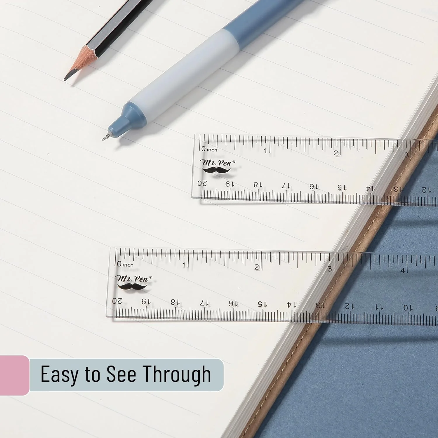 Plastic Ruler 8 Inch, 3 Pack, Clear, Metric & Imperial - Image 4