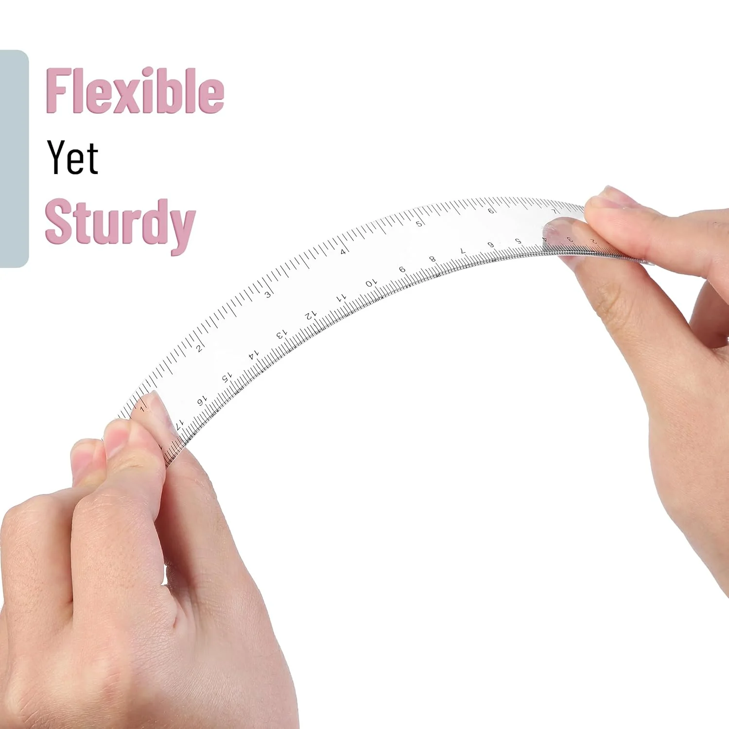 Plastic Ruler 8 Inch, 3 Pack, Clear, Metric & Imperial - Image 5