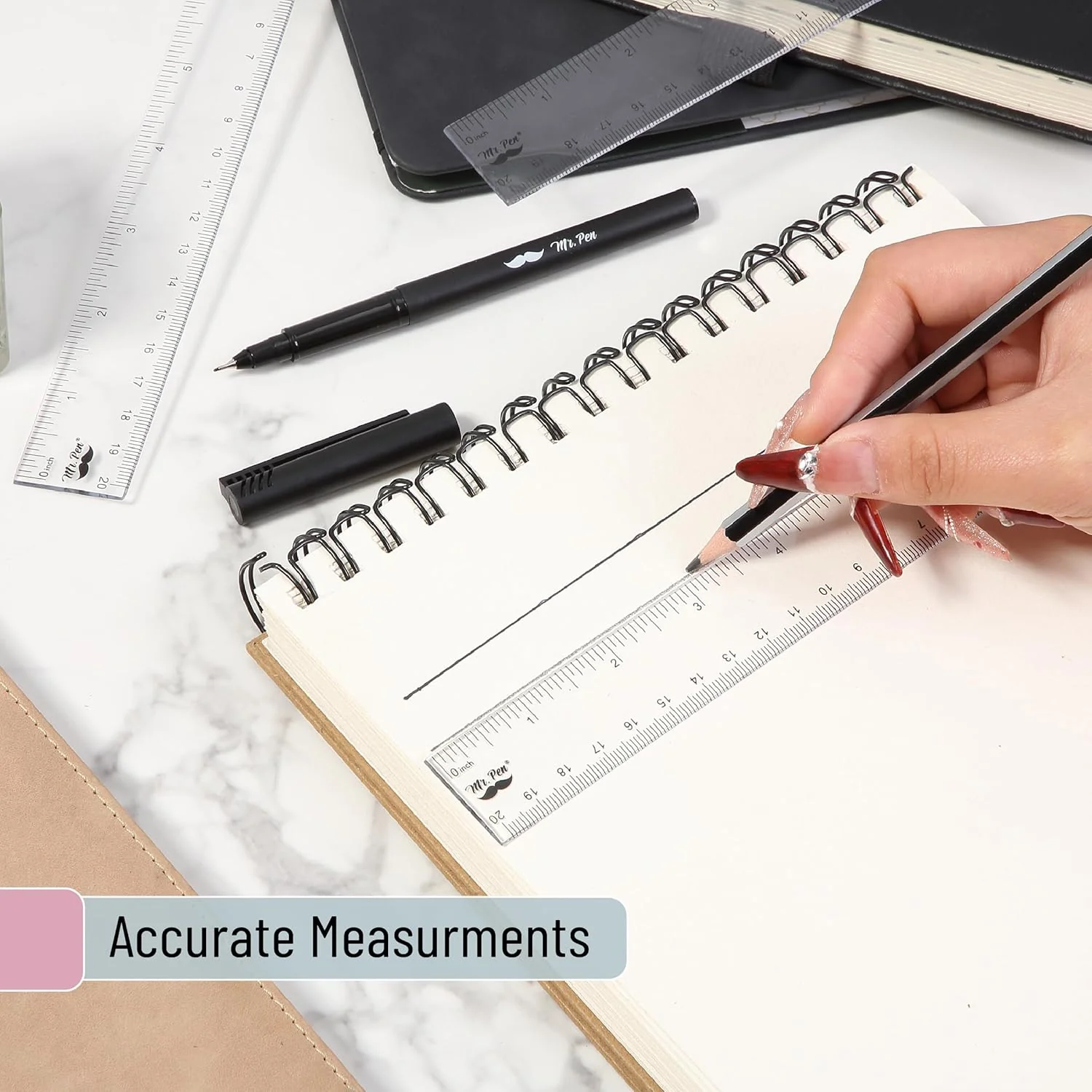 Plastic Ruler 8 Inch, 3 Pack, Clear, Metric & Imperial - Image 6