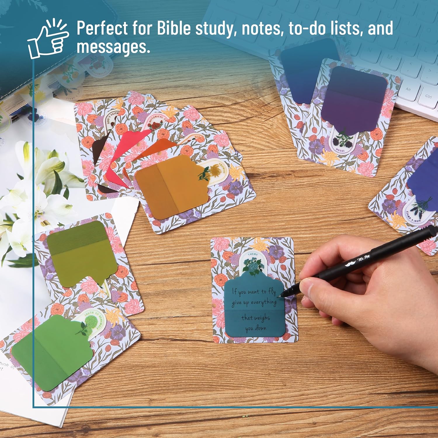 Mr. Pen- Plastic Transparent Bible Journaling Sticky Notes, 10 Pads, 200 Sheets, Botanical Design - Image 7