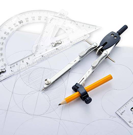 Professional Metal Compass with Wheel & Lock, Draw Up to 18" - Image 5