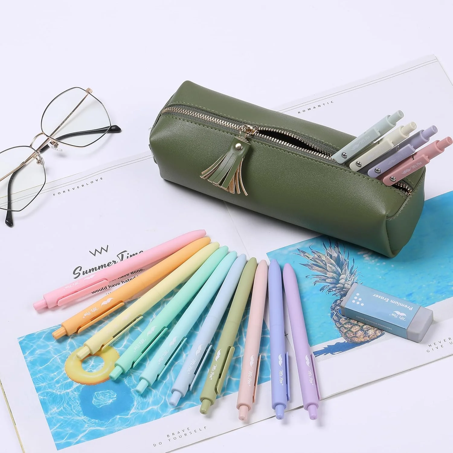 Green PU Leather Pencil Case - Small Cute Aesthetic Pencil Pouch - Image 6