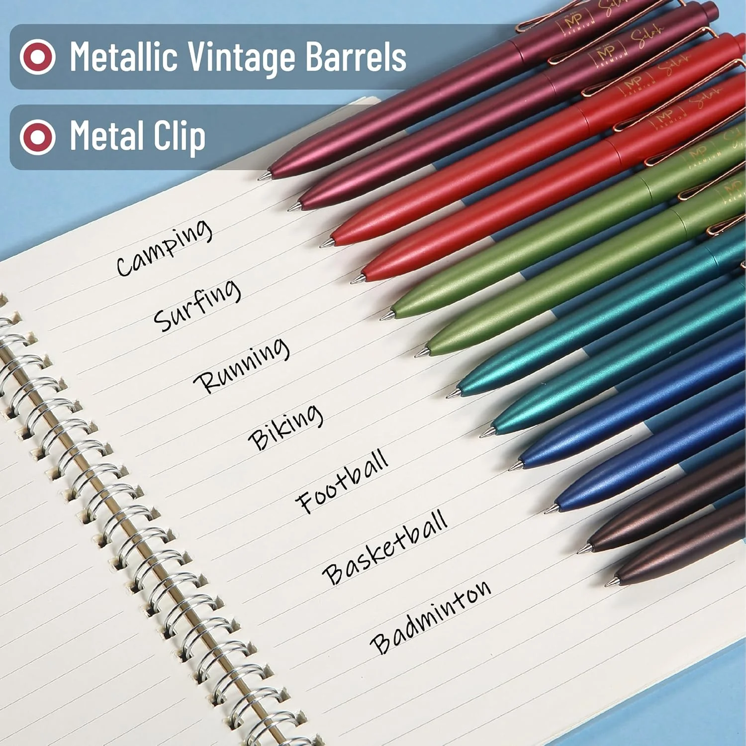 Retractable Gel Pens, 12 Pack, Black Ink, 0.5mm Fine Point, Metallic Vintage Barrels, Fast Dry, Aesthetic Pens - Image 3