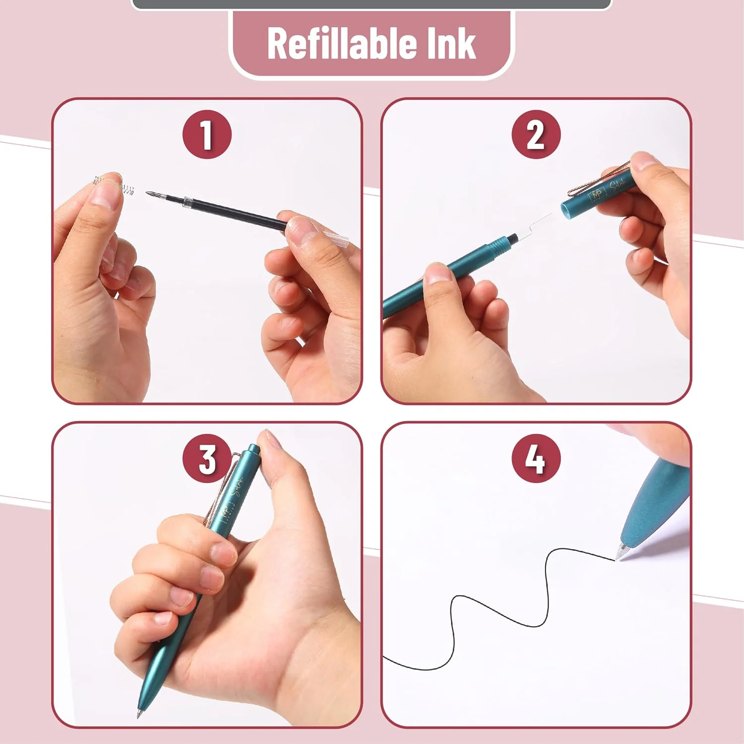 Retractable Gel Pens, 12 Pack, Black Ink, 0.5mm Fine Point, Metallic Vintage Barrels, Fast Dry, Aesthetic Pens - Image 5