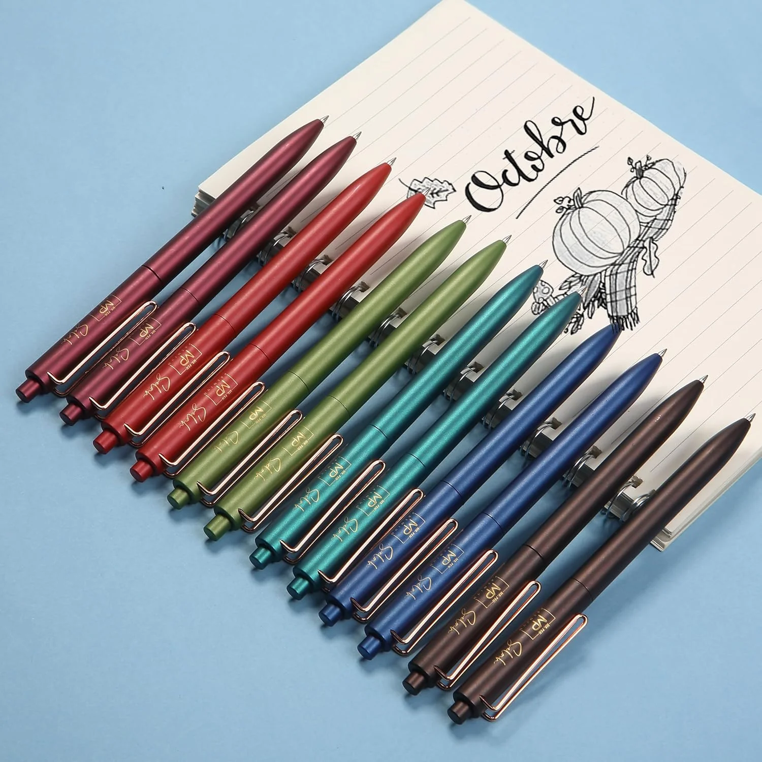 Retractable Gel Pens, 12 Pack, Black Ink, 0.5mm Fine Point, Metallic Vintage Barrels, Fast Dry, Aesthetic Pens - Image 6
