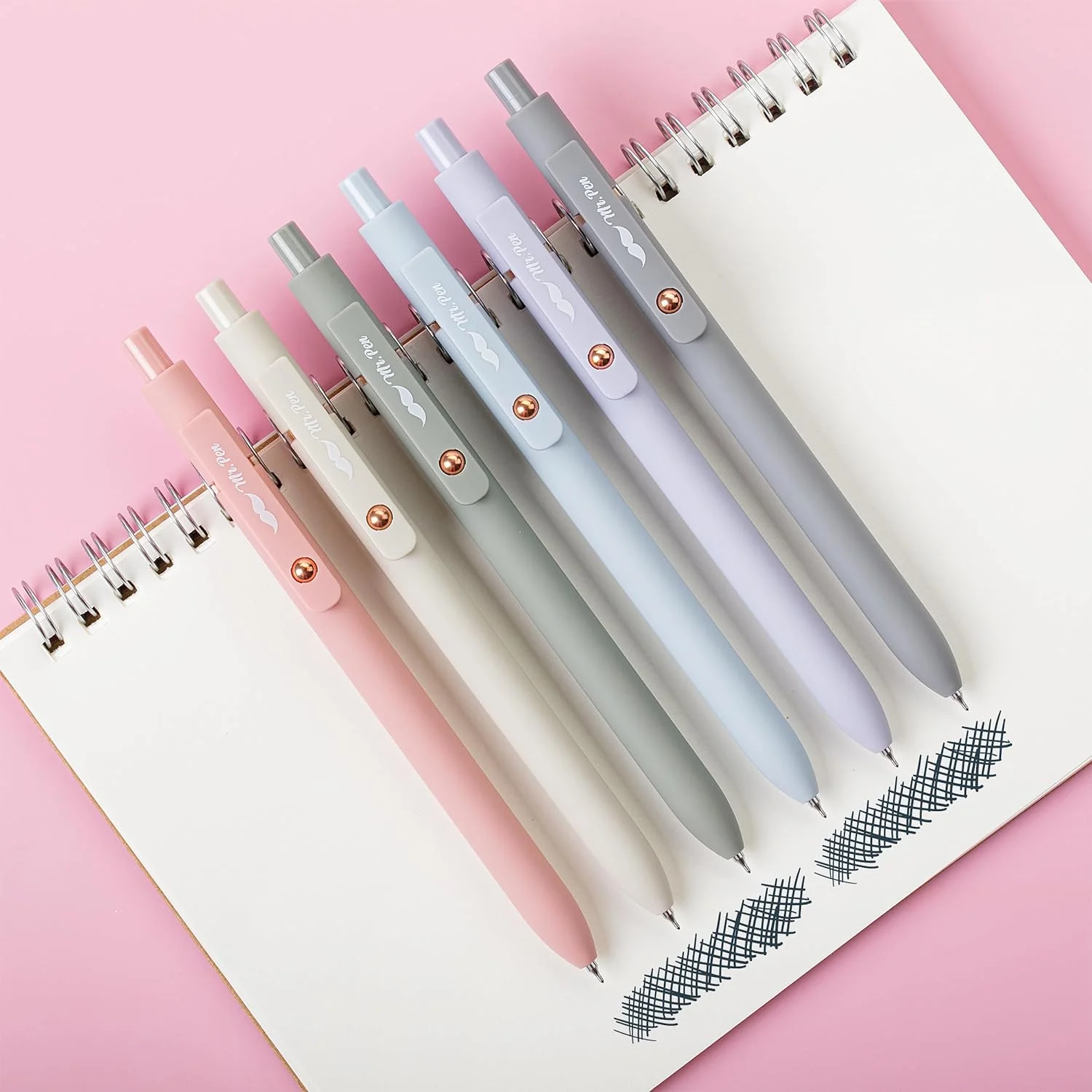 Retractable Gel Pens with Rose Gold Ring and Ball, 6 Pack, Morandi Barrels, Japanese Black Gel Pens, Fast Dry, Gel Pens Fine Point 0.5mm, Smooth Writing Aesthetic Pens for Journaling - Image 7