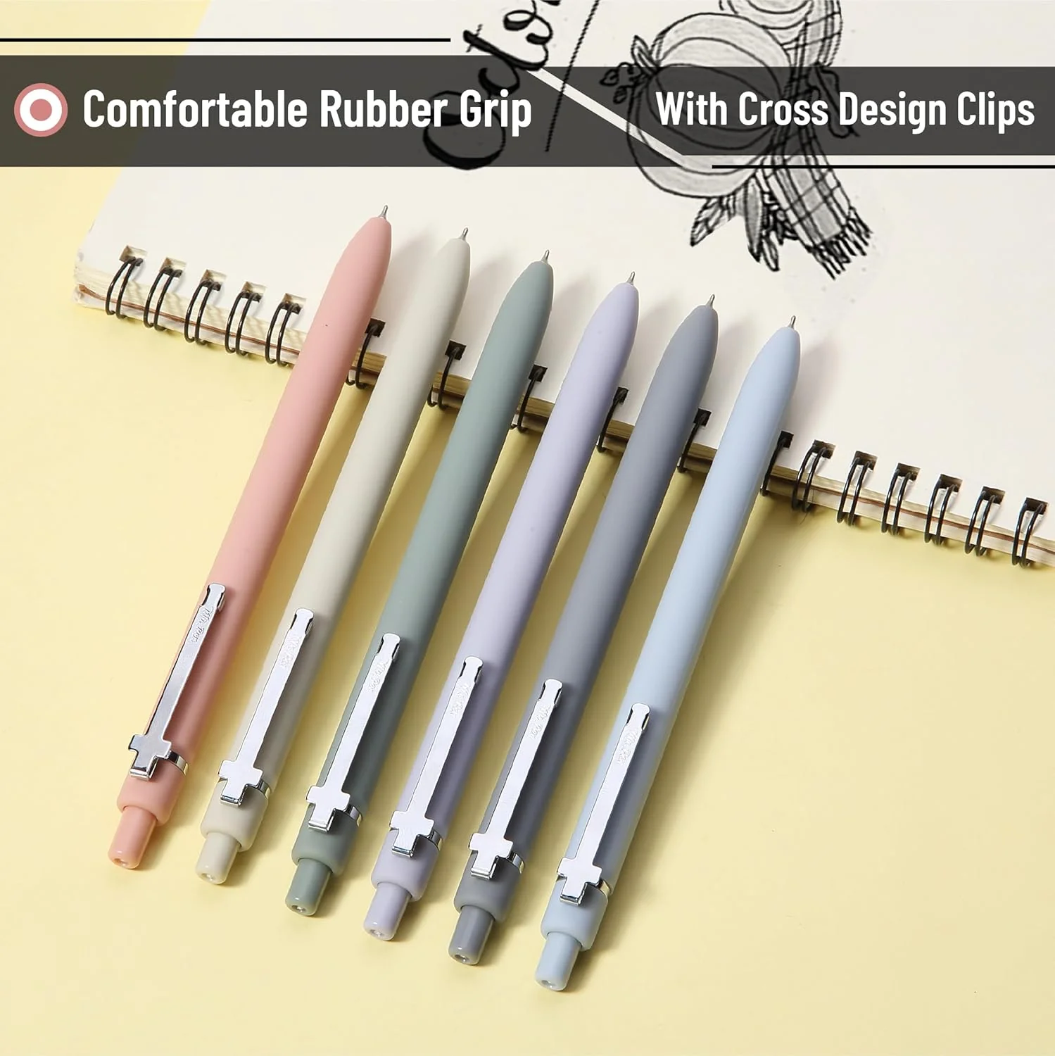 Customizable Retractable Cross Clip Pens, Black Ink, Fine Point 0.5mm, Assorted Color Barrels - Image 5