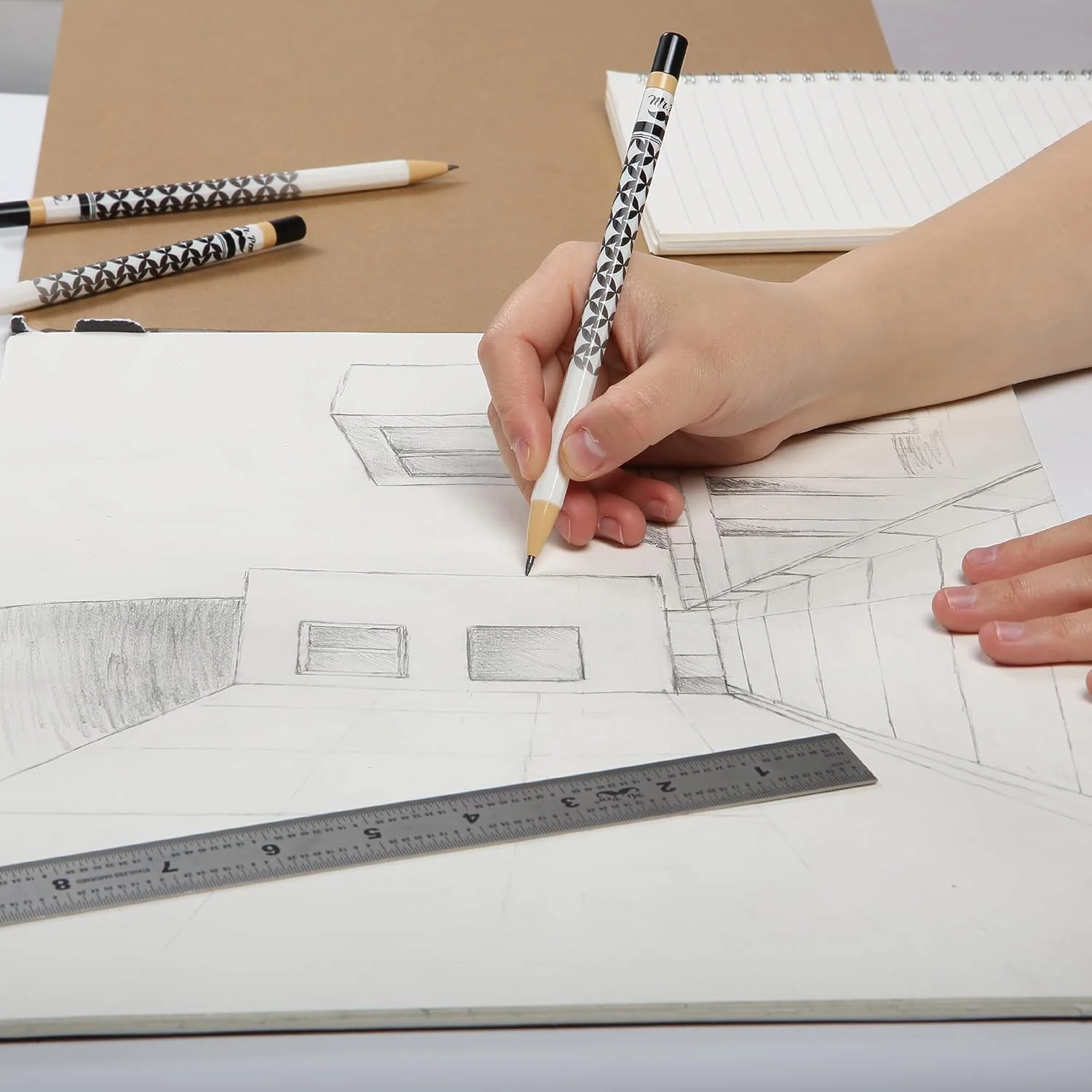 Rotary Mechanical Pencil Set, 6 pcs, Twist Design, HB Style - Image 7