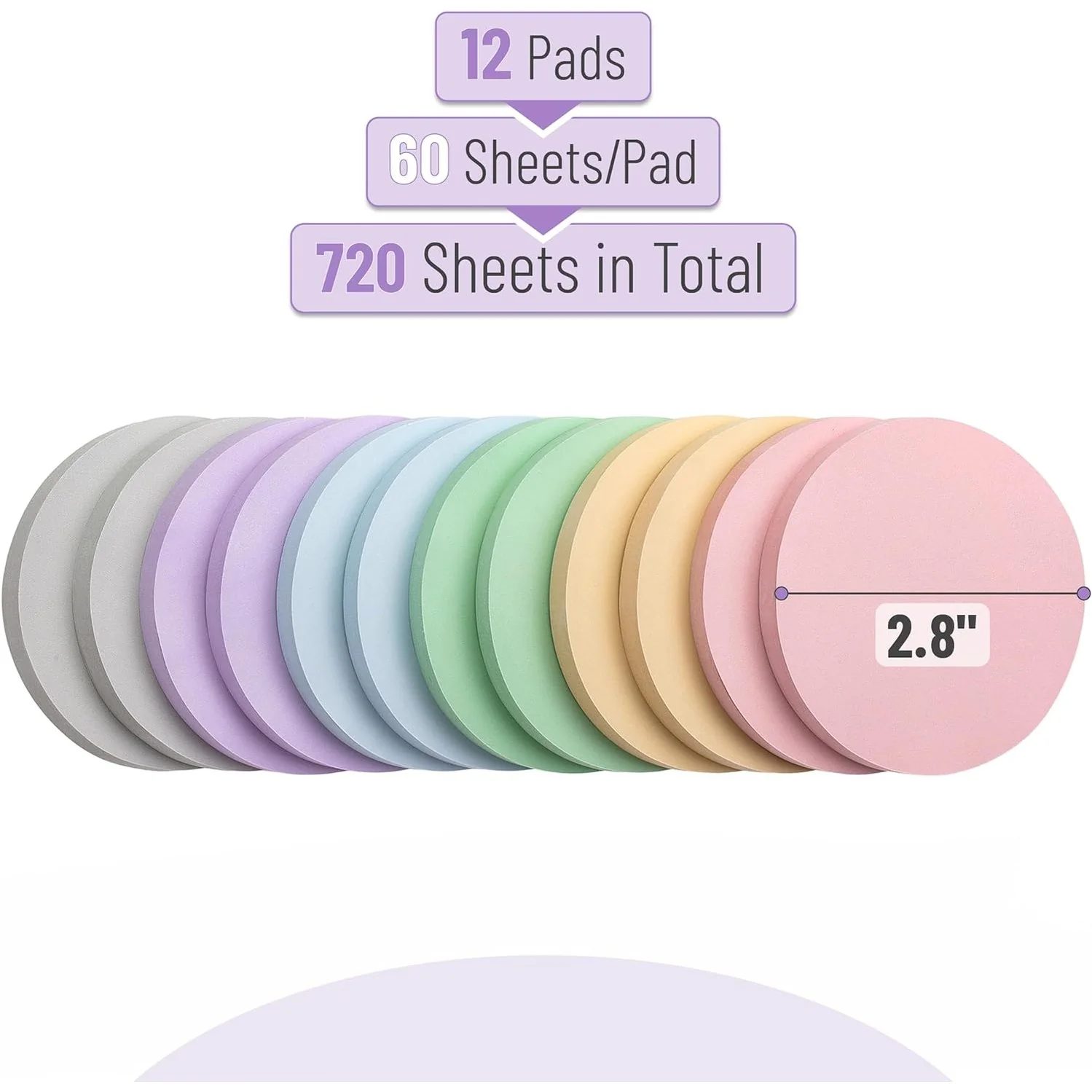 Circle Sticky Notes 2.8 x 2.8, 12 Pads, 720 Sheets, Morandi Colors - Image 2