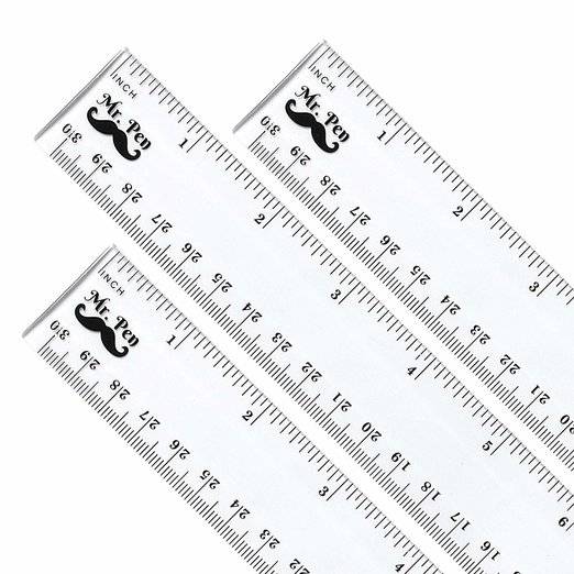 Plastic Ruler 12 Inch, 3 Pack, Clear, Inches & Centimeters, Dual Side - Image 3