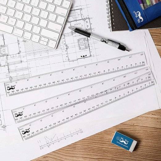 Plastic Ruler 12 Inch, 3 Pack, Clear, Inches & Centimeters, Dual Side - Image 9