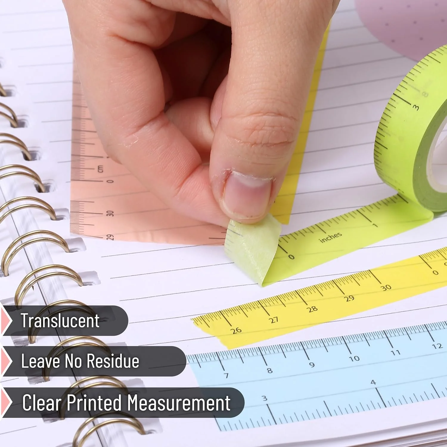 Ruler Washi Tape 4 Pack, 10 Yards Each, Measure Tape - Image 4